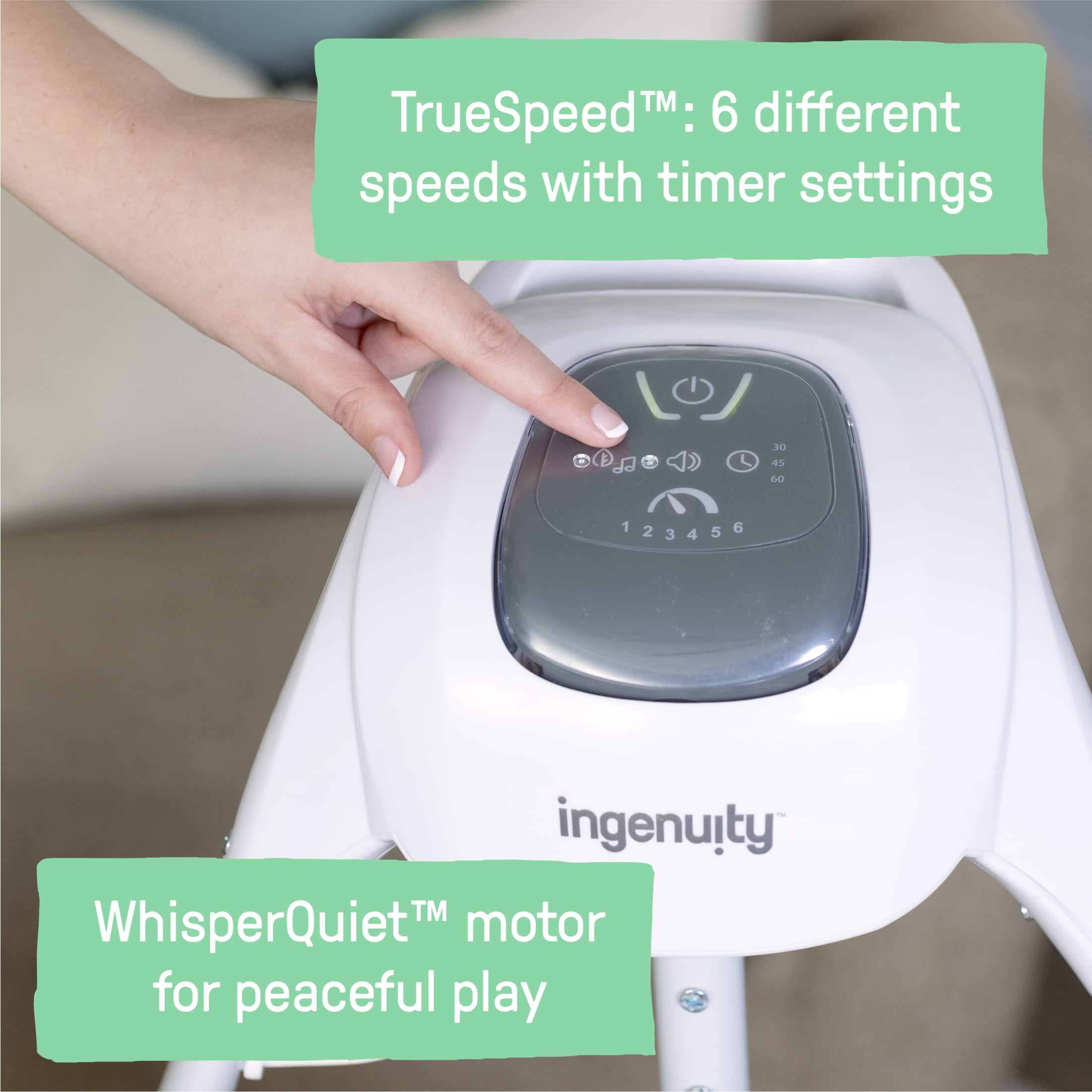 Ingenuity SimpleComfort Compact Soothing Swing Parker, Gray, Ages 0-9 Months - Image 9