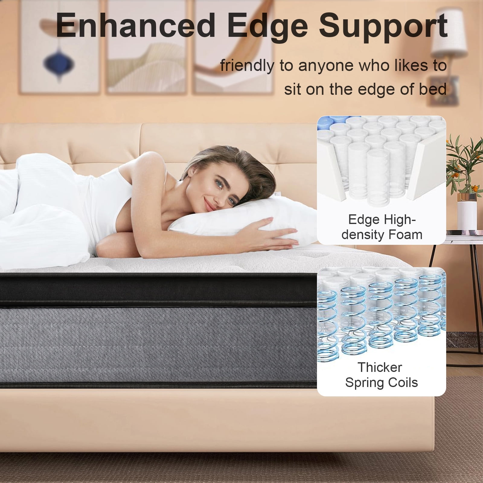 King Mattress, 10 Inch Mattress King Size, Individual Pocket Spring and Foam Mattress in a Box - Image 5