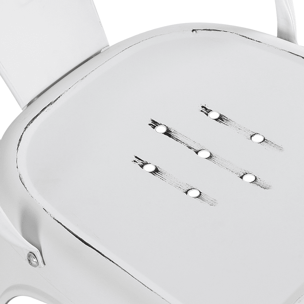 Renwick Industrial Iron Dining Chairs for Home, Set of 4, Distressed White - Image 5