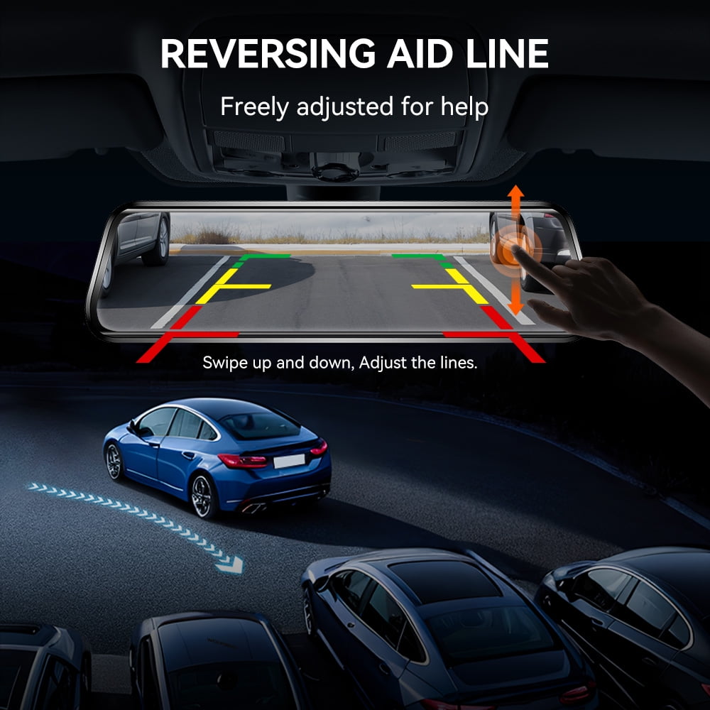 WolfBox 10" Touch Screen Dash Cam Front and Rear, 4K+1080P Rear View Mirror Backup Car Camera with Night Vision, GPS, Free 64GB Card - Image 9