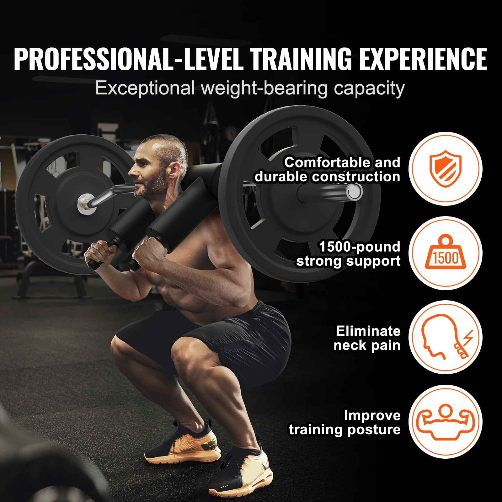 KFFKFF Secure Squat Bar, Fitness Squat Bar with 1,500 LBS Capacity, Squat Bar Accessory with Arm and Shoulder Cushions, 32mm Diameter Weightlifting Bar, Perfect for Front Squats, Lunges - Image 6