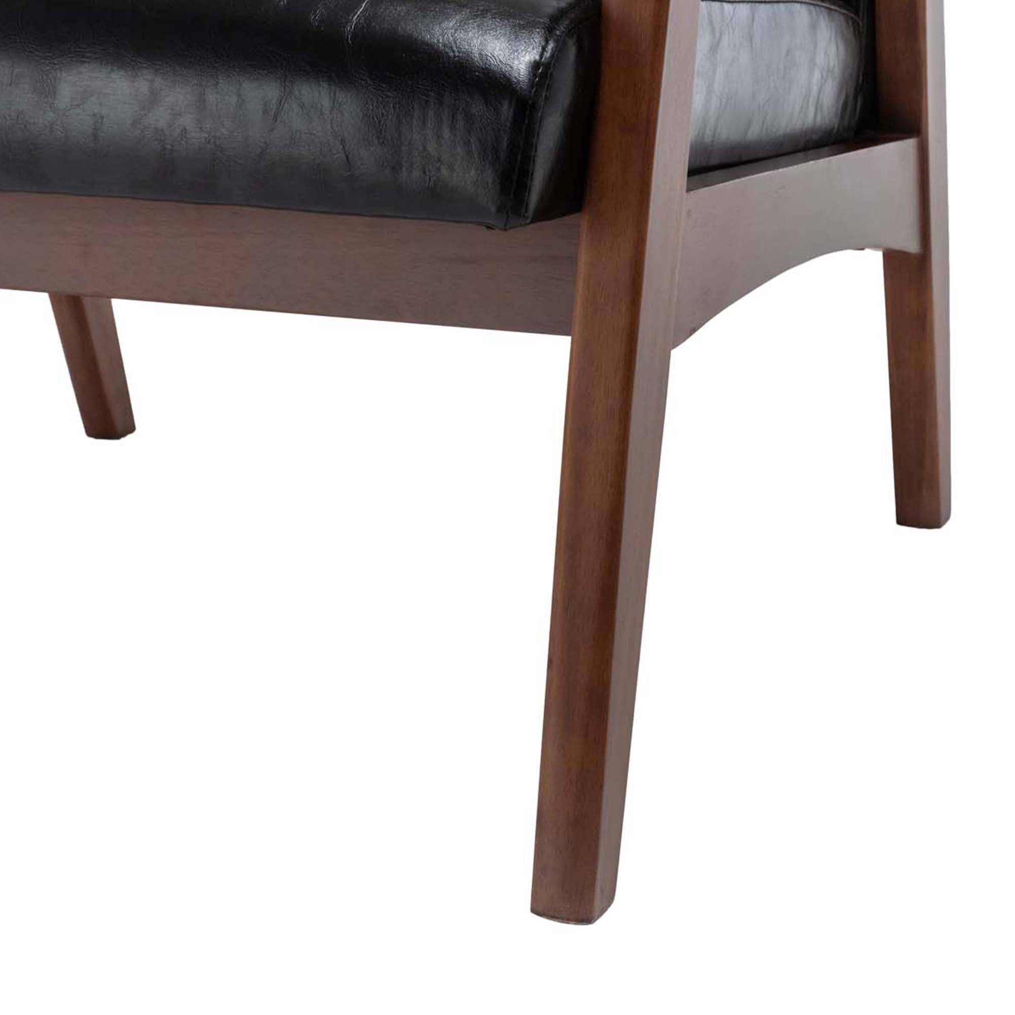 Convenience Concepts Take a Seat Natalie Accent Chair, Black Faux Leather/Espresso - Image 3
