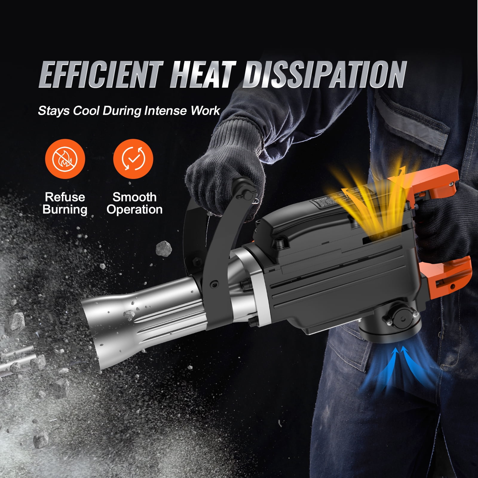 BENTISM Demolition Jack Hammer Concrete Breaker 2200W Electric Hammer 4 Chisel Bits - Image 6