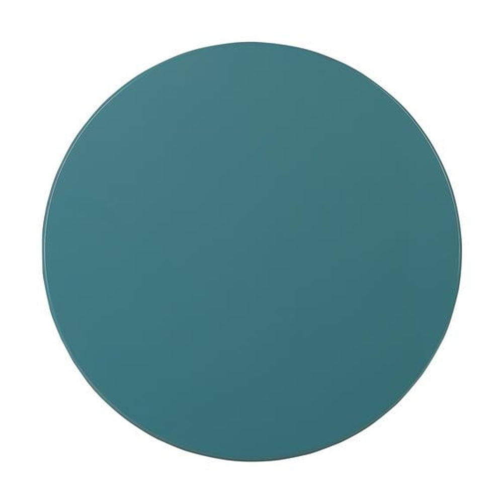 ACME Aberta Wooden Round End Table with Bottom Shelf in Teal - Image 2