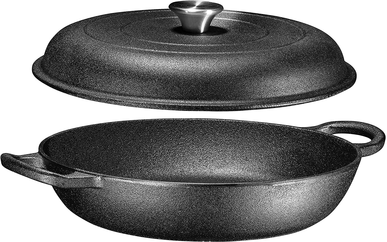 Bruntmor | Heavy Duty Pre-Seasoned Cast Iron Casserole Braiser - Pan With Cover - Image 5