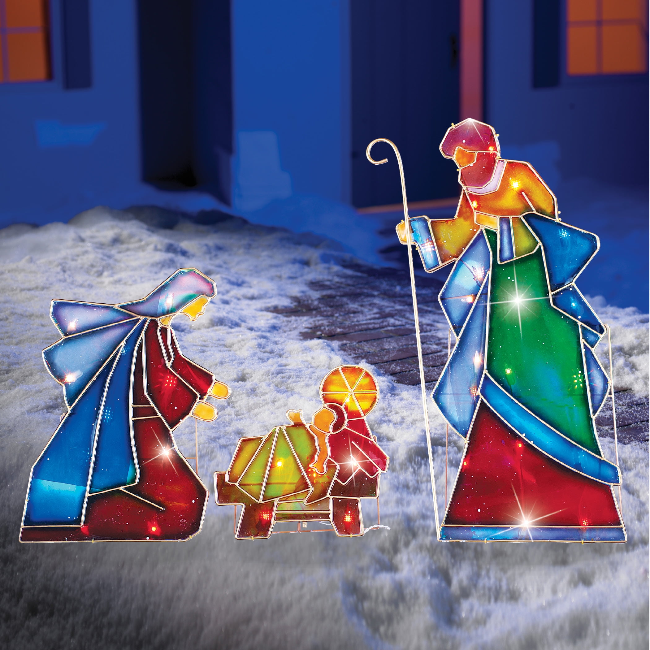 Collections Etc Lighted Outdoor Mosaic Nativity Christmas Scene - 3pc - Image 3