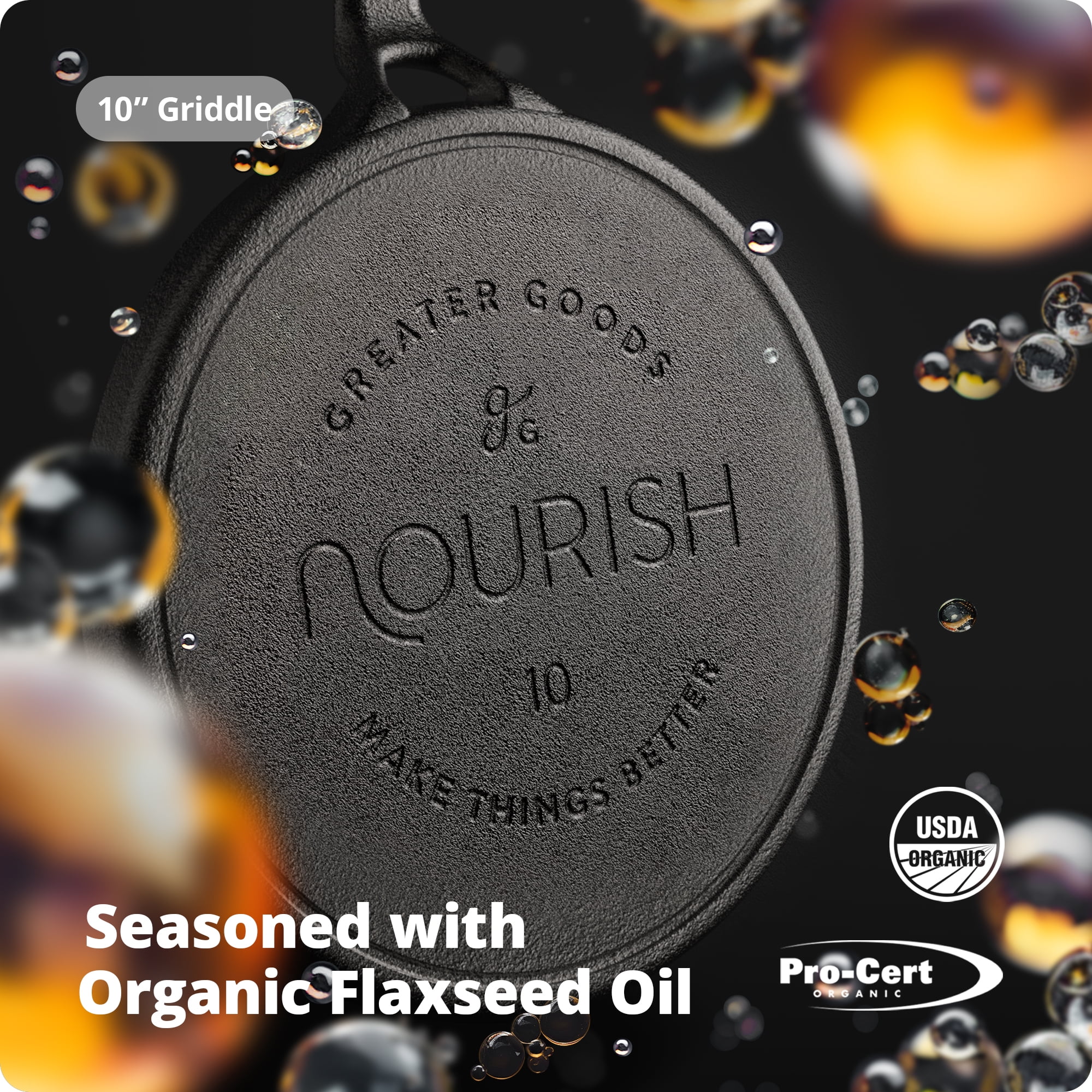 Greater Goods Cast Iron Home Griddle,Pre-Seasoned 10 inch Pan Surface, Black - Image 5