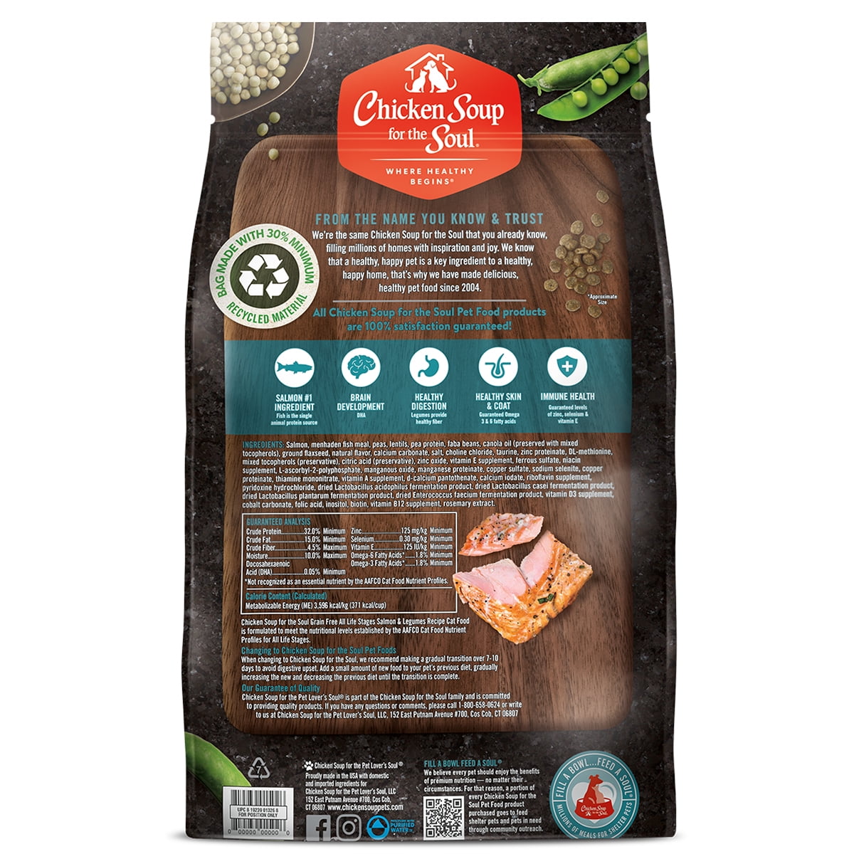 Chicken Soup for the Soul Grain Free All Life Stages Cat Food – Salmon & Legumes Dry Recipe, 12lb - Image 6