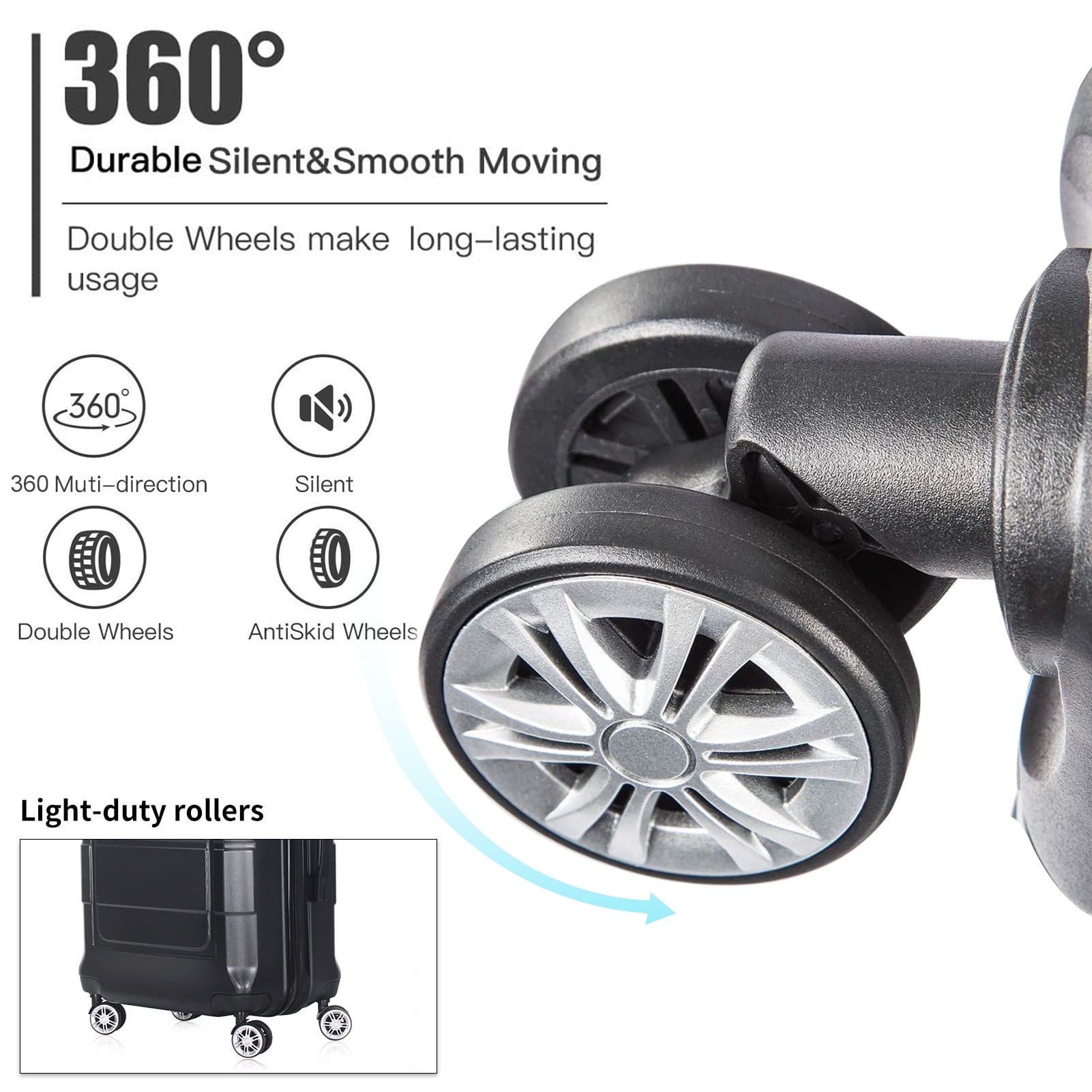 Camkey 20" Carry-on Luggage with Ergonomic Handles and TSA Lock, Black - Image 6