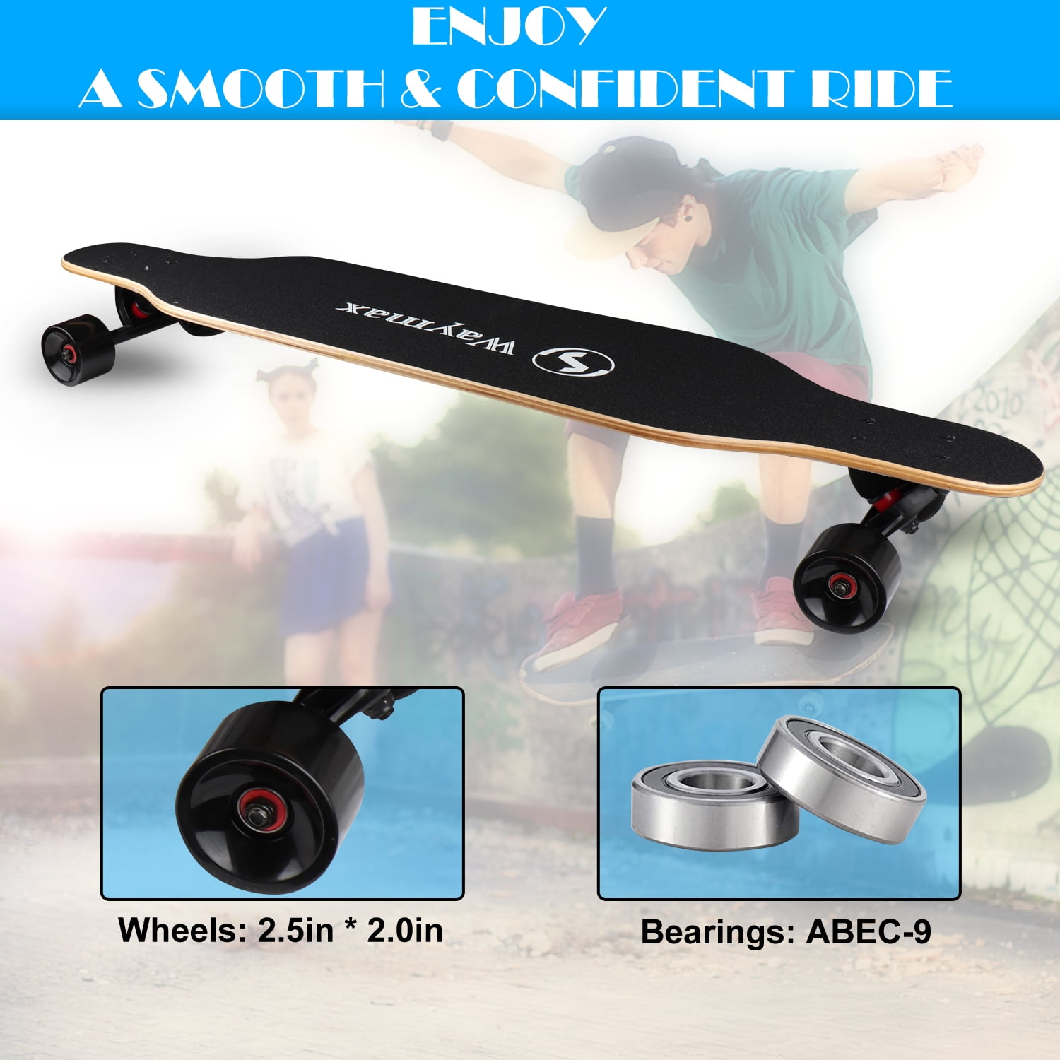 Longboard Skateboard Complete - 41 Inch Longboard for Hybrid, Freestyle, Carving, Cruising and Downhill with All-in-one T-Tool for Beginners - Image 3