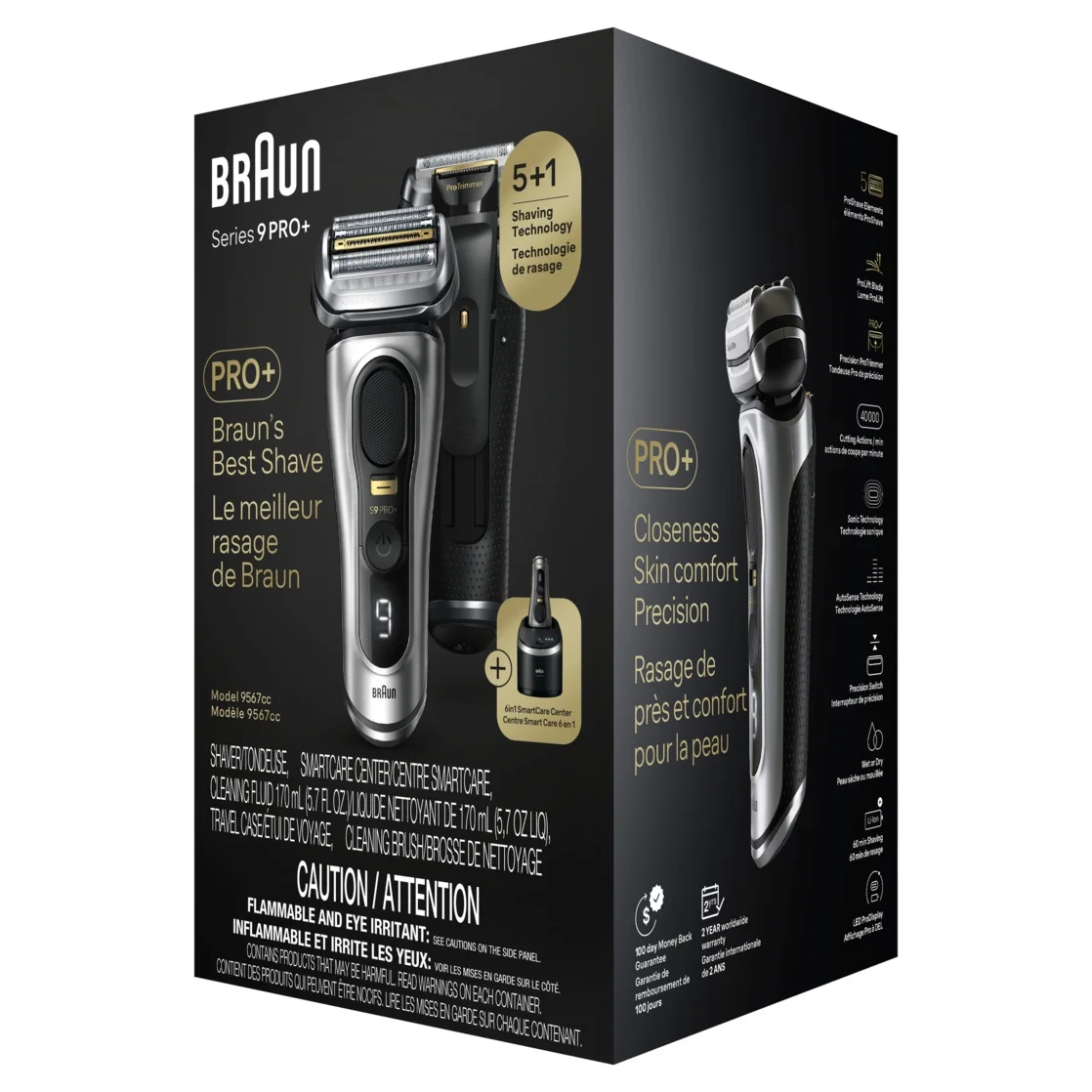 Braun Series 9 PRO+ Electric Shaver, 6in1 SmartCare Center & Travel Case, 9567cc Silver - Image 2