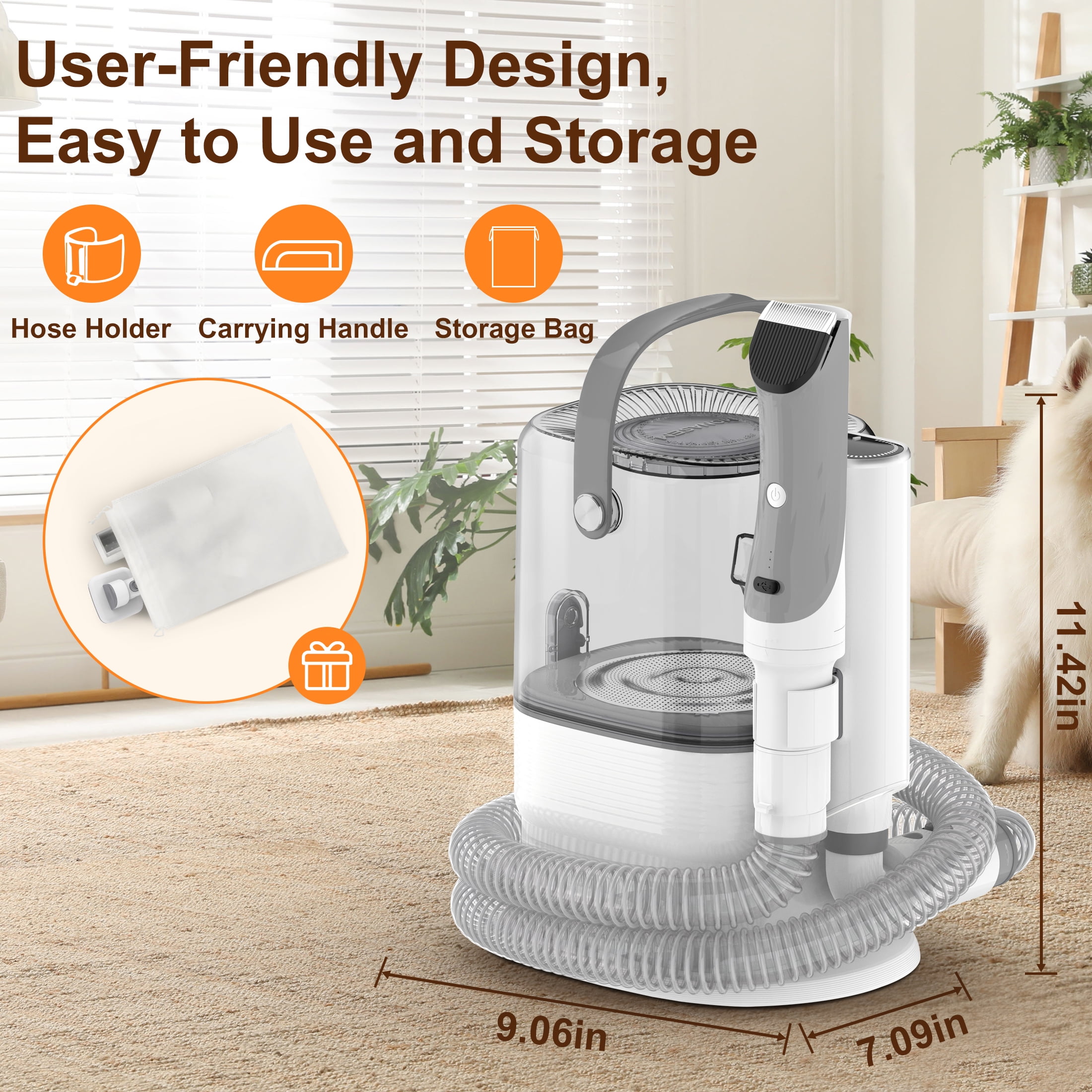 Monasem Dog Grooming Vacuum for Shedding, 13,200Pa Pet Grooming Vacuum Kit with Dogs Cats Clippers, 6 in 1 Low Noise Home Cleaning Tool - Image 13