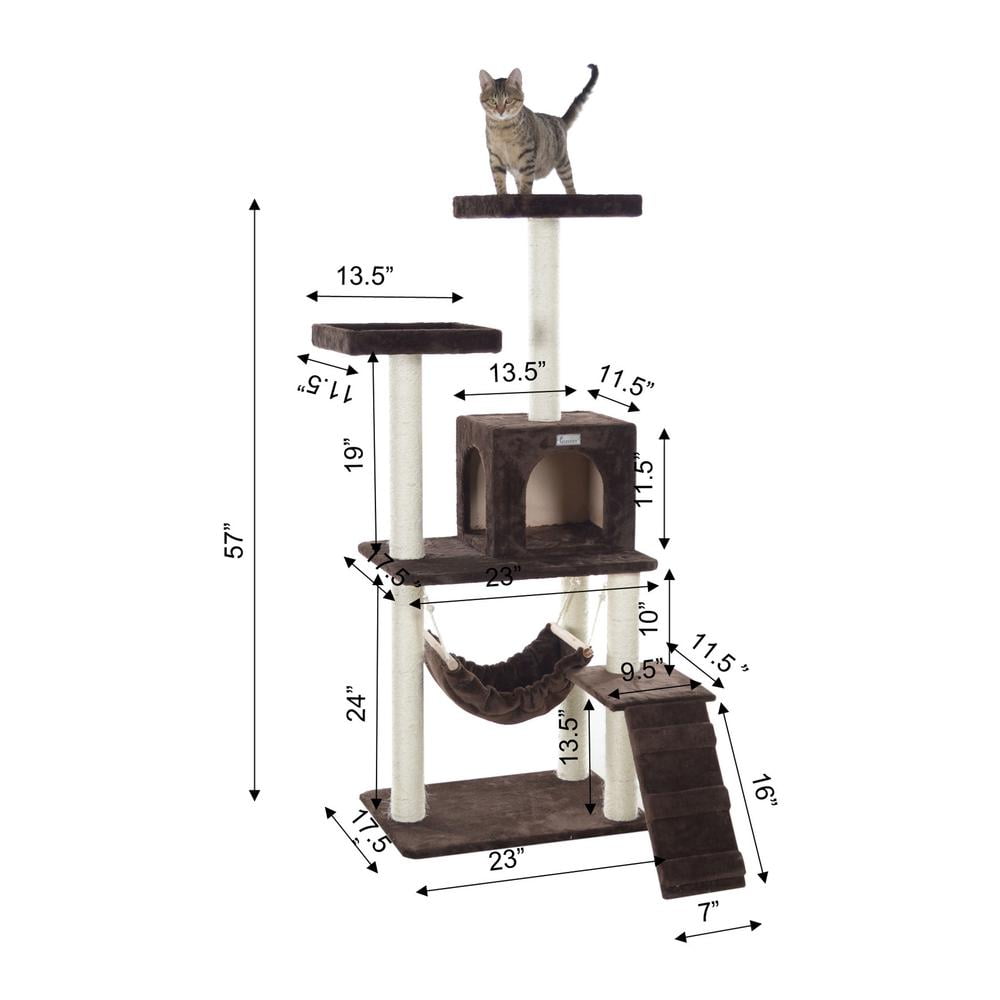 GleePet 57" Cat Tree GP78570923 Coffee Brown W Ramp - Image 2