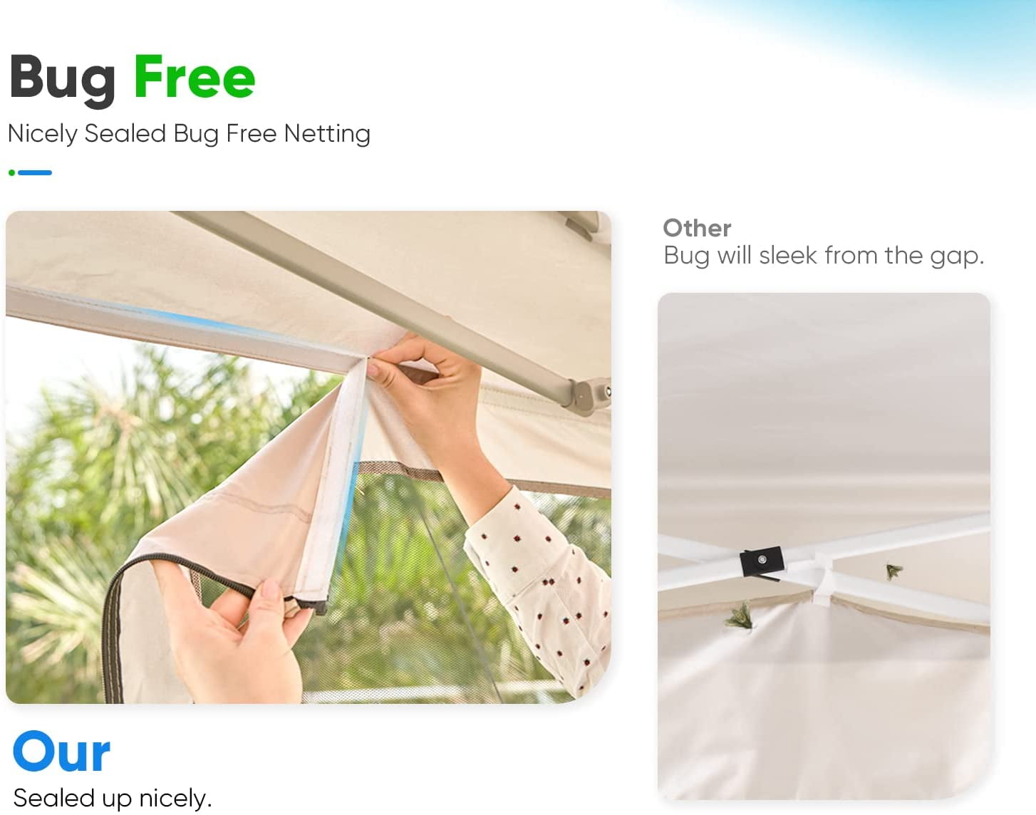 Quictent 10x10 Ez Pop up Canopy with Mosquito Netting Instant Setup Screen House Room Tent Waterproof with Roller Bag (Tan) - Image 5