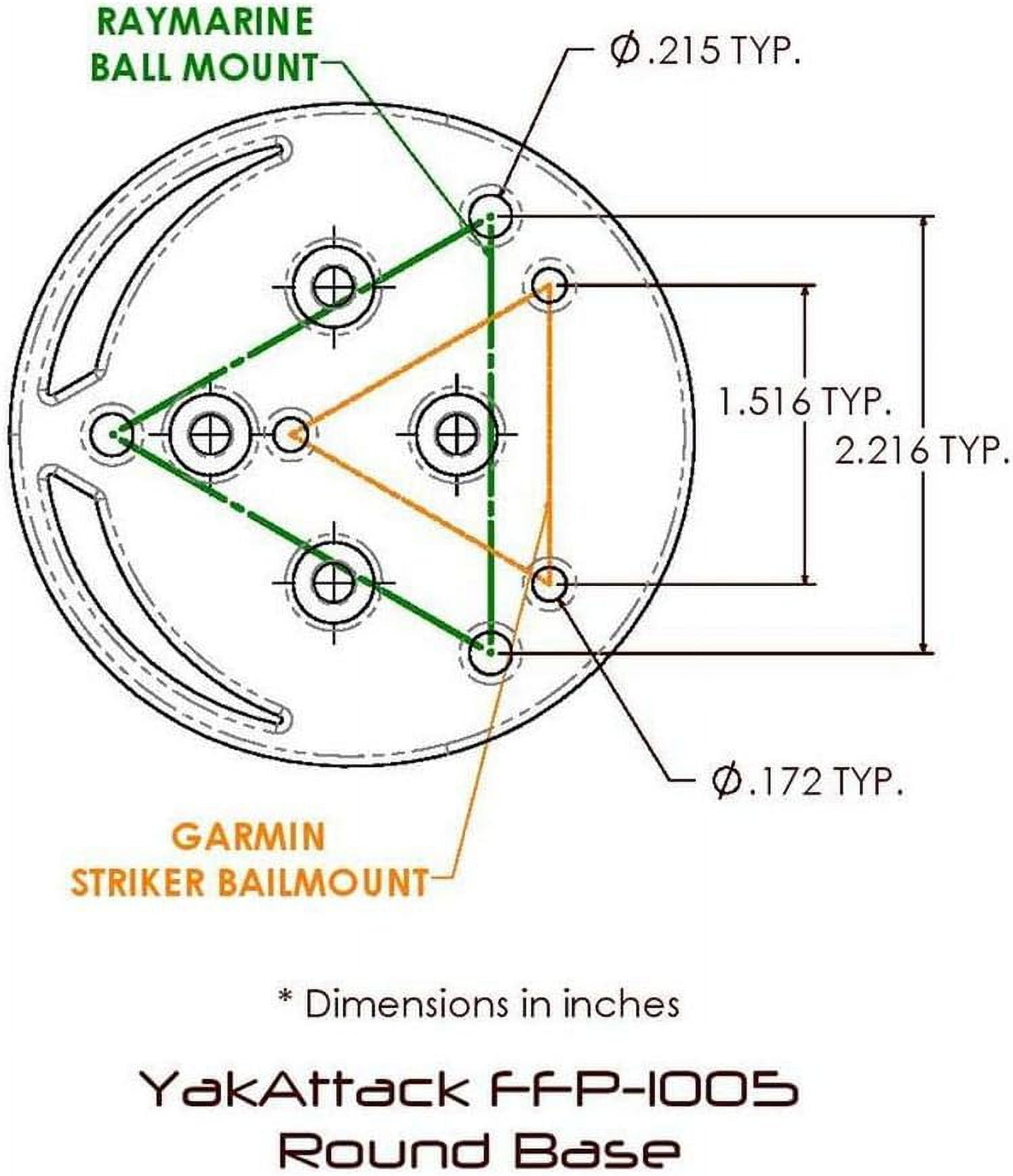 YakAttack Round Base Fish Finder Mount, Black - FFP-1005 - Image 3