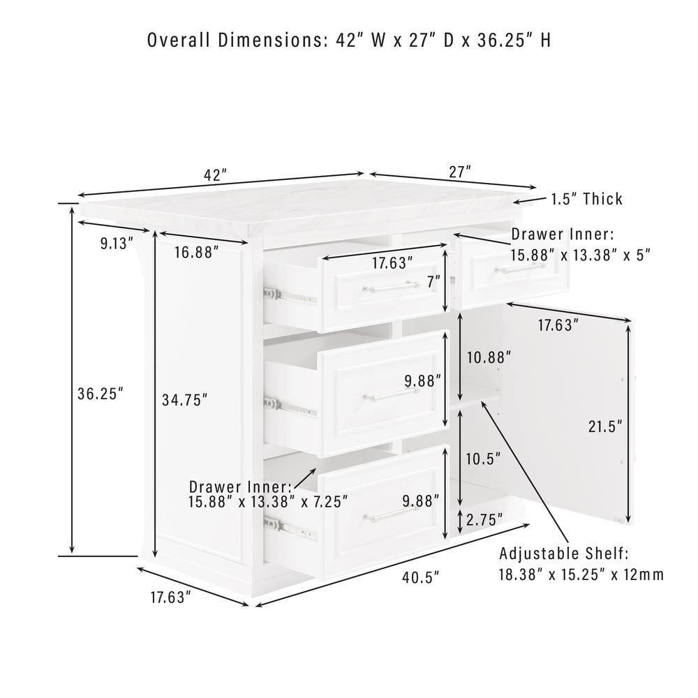 Crosley Furniture Cutler Faux Marble Top Kitchen Island - Image 13