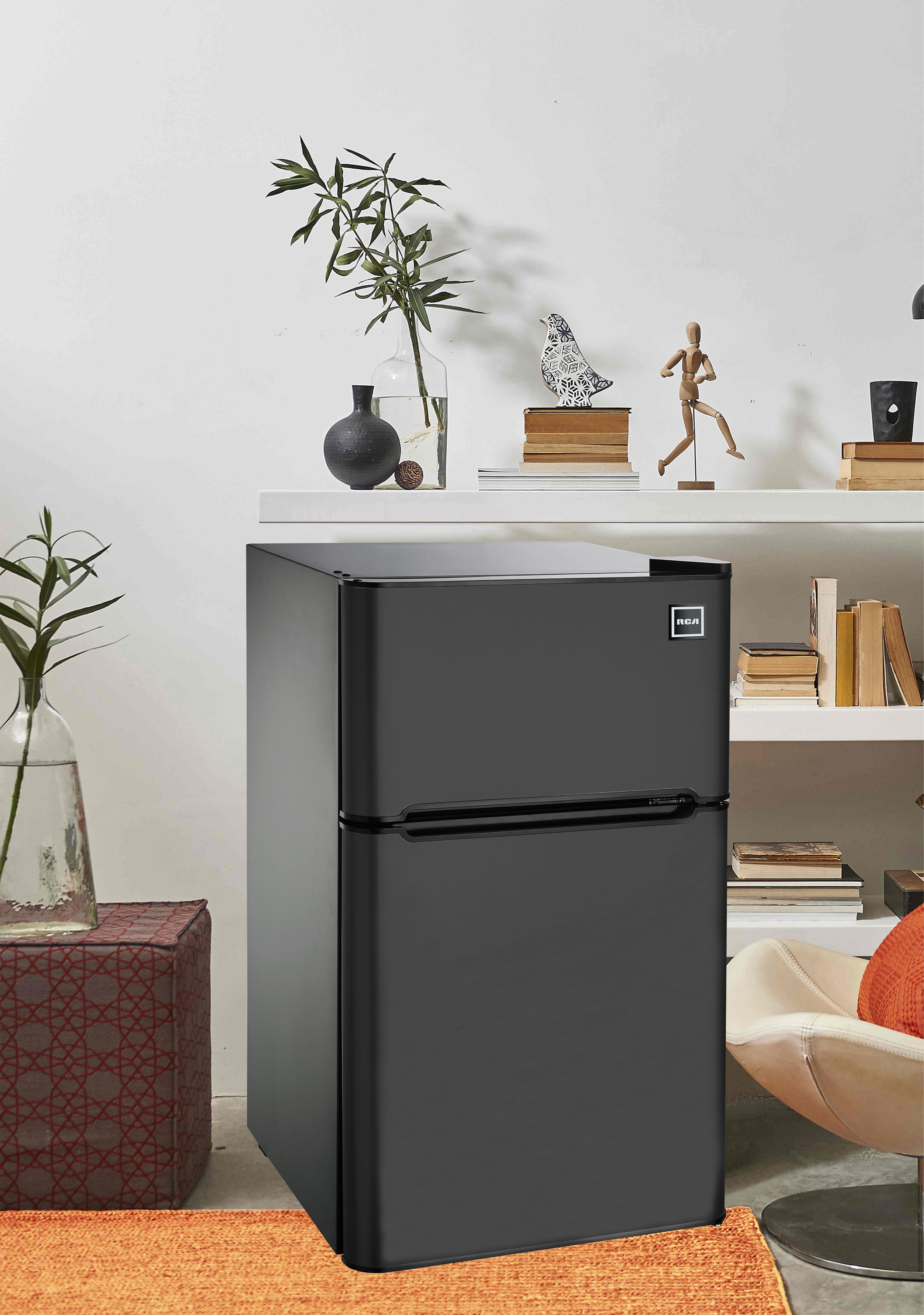 RCA 3.2 Cu Ft Two Door Mini Fridge with Freezer RFR832, Black - Image 3