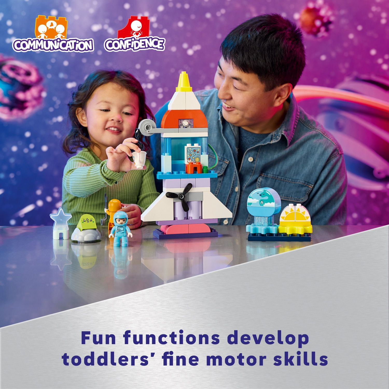 LEGO DUPLO 3 in 1 Space Shuttle Adventure Rocket Ship Building Set, Kids Educational Space Discovery Toy for 3-Year-Olds and Up, Develops Preschool Kids’ Learning and Fine Motor Skills, 10422 - Image 7