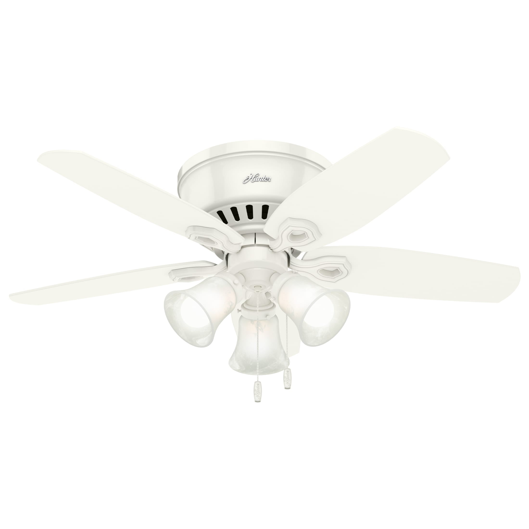 Hunter - Builder Indoor Low Profile Ceiling Fan With Light, 42-inch, Snow White, Traditional-style, 3-speed WhisperWind Motor, 51090, for living rooms, bedrooms, home offices, kitchens - Image 10