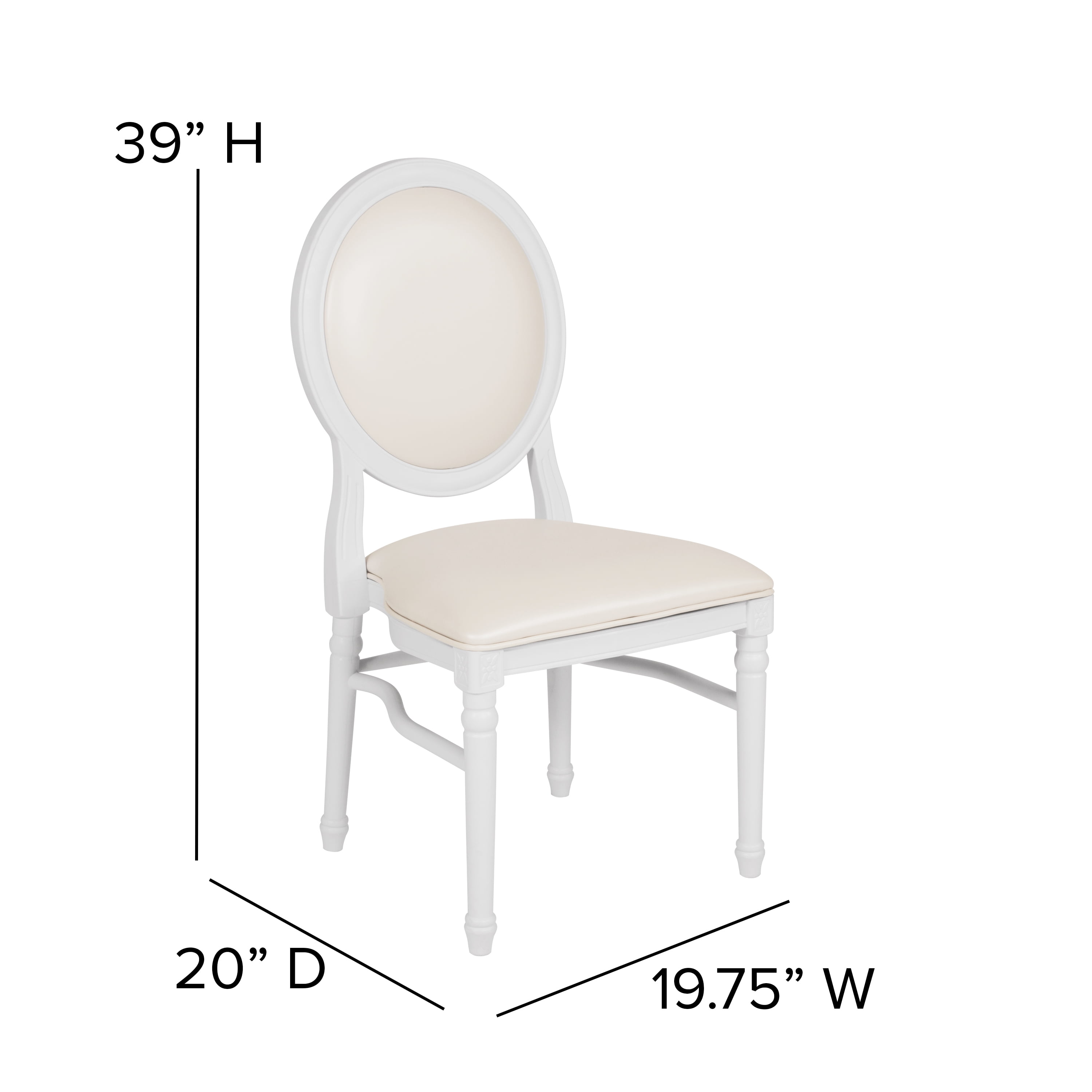 Flash Furniture HERCULES Series 900 lb. Capacity King Louis Chair with White Vinyl Back and Seat and White Frame - Image 9