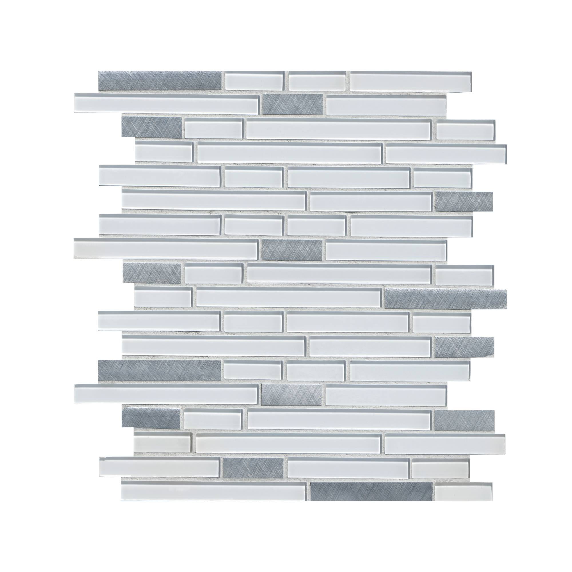 Lucid Sky Interlocking 11.81 in. x 12 in. x 4mm Glass Metal Mesh-Mounted Mosaic Tile (19.6 sq. ft. / case) - Image 2