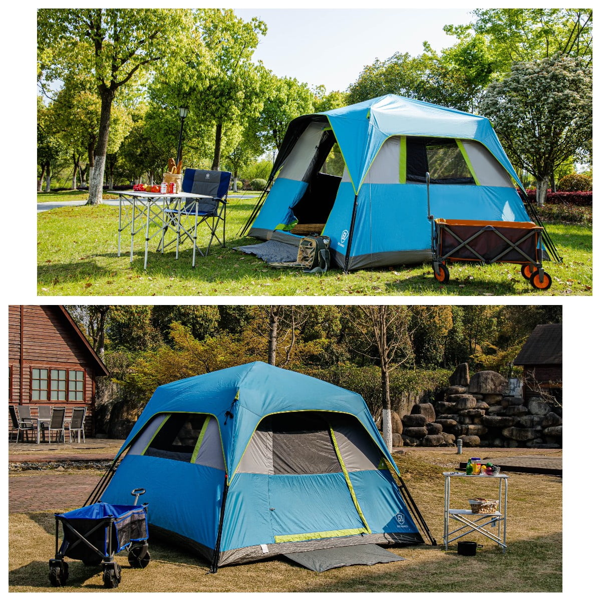 6 Person Camping Tent, Instant Family Tents with Rainfly for Outdoor, 60s Quick Setup, Water-Resistant, Blue - Image 2