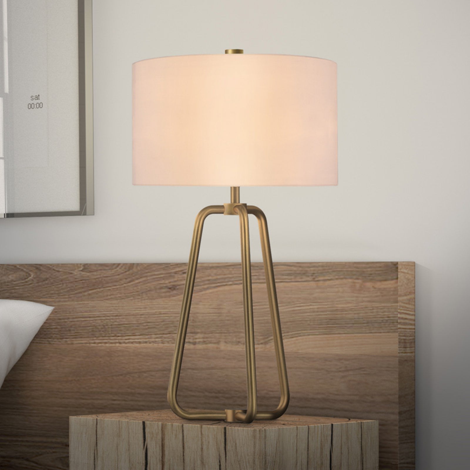 Evelyn&Zoe 25" Mid-Century Modern Metal Table Lamp with White Drum Linen Shade - Image 11