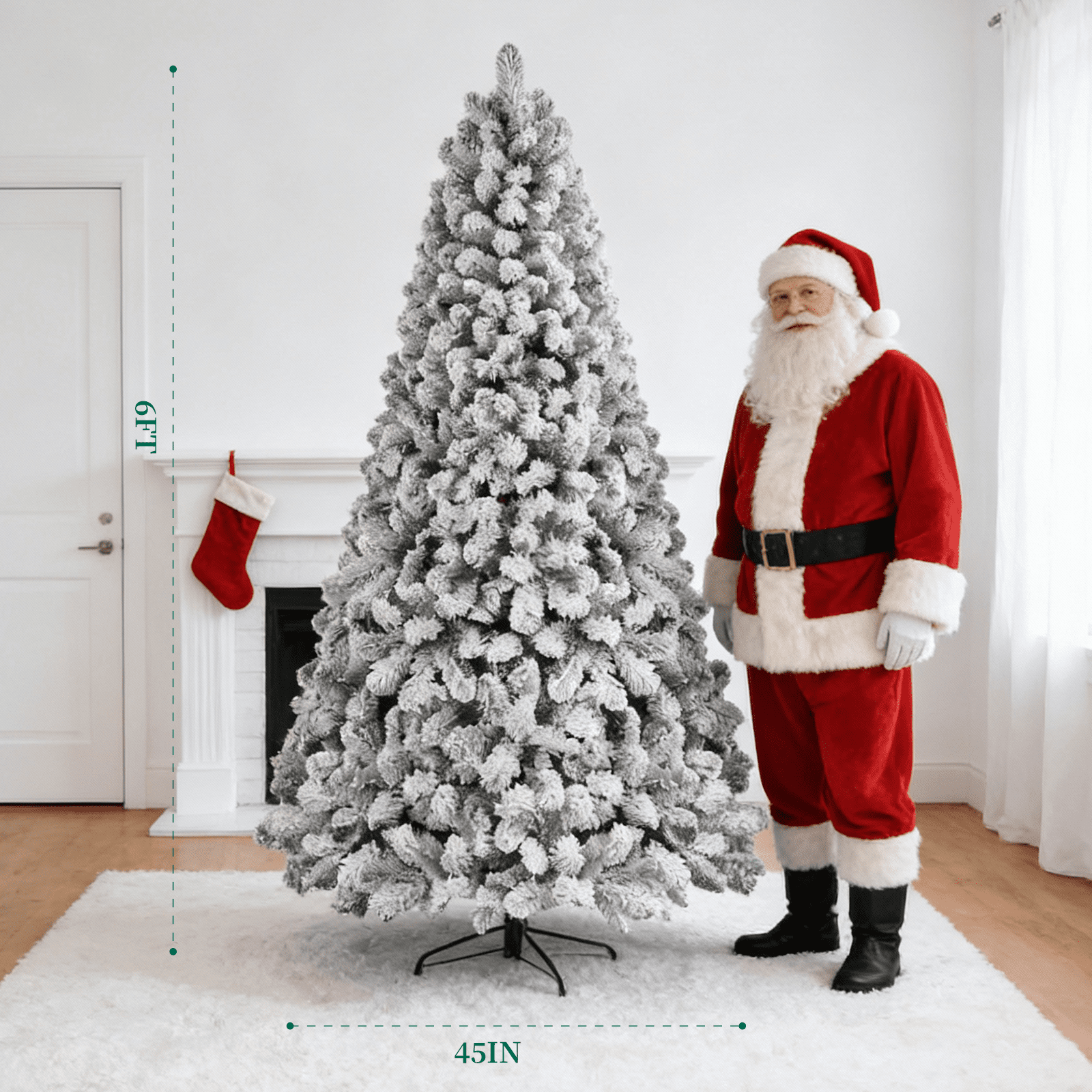 SUGIFT 6ft Snow Flocked Christmas Tree Unlit Holiday Decor - Image 8