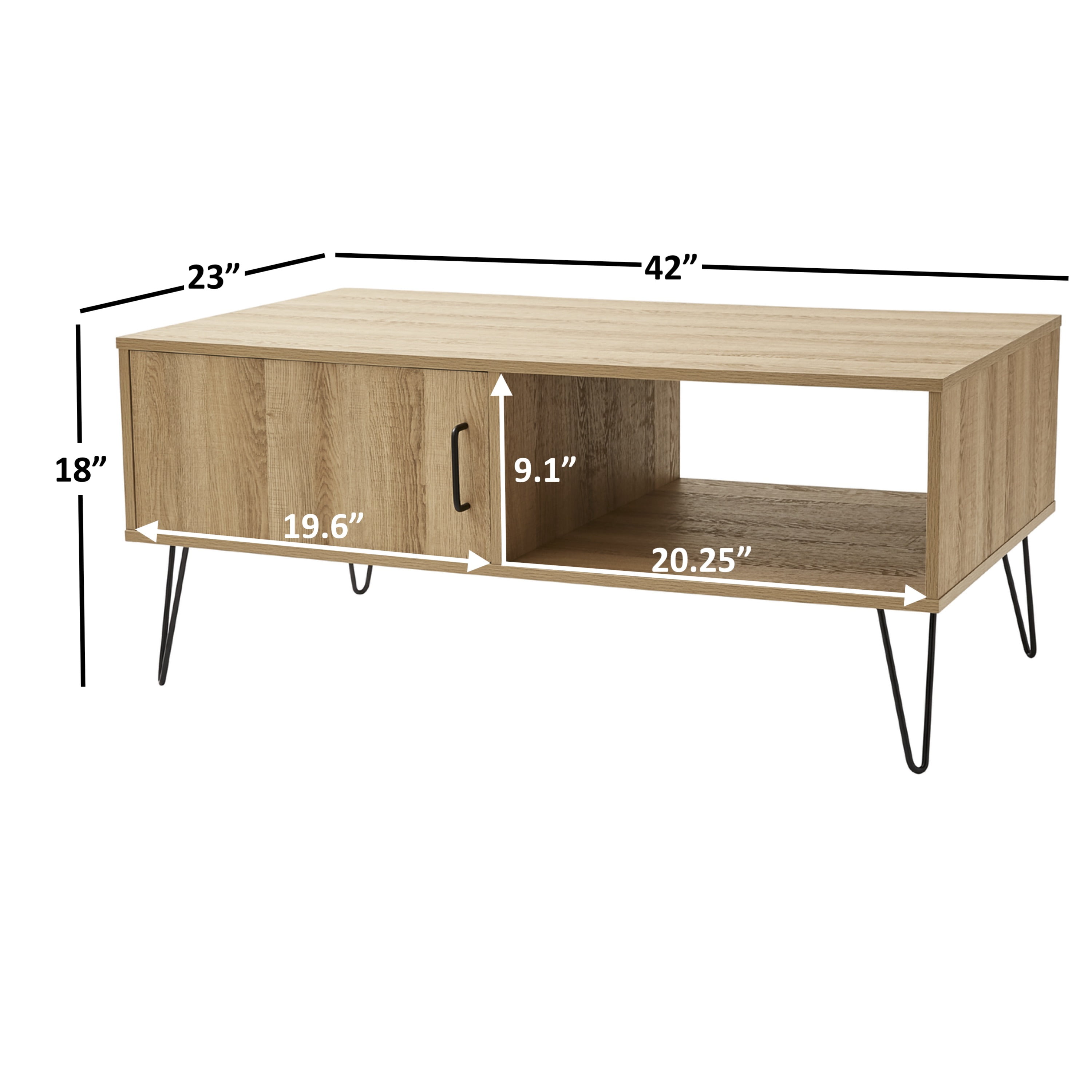 Mainstays Modern Hairpin Rectangle Coffee Table, Oak - Image 4