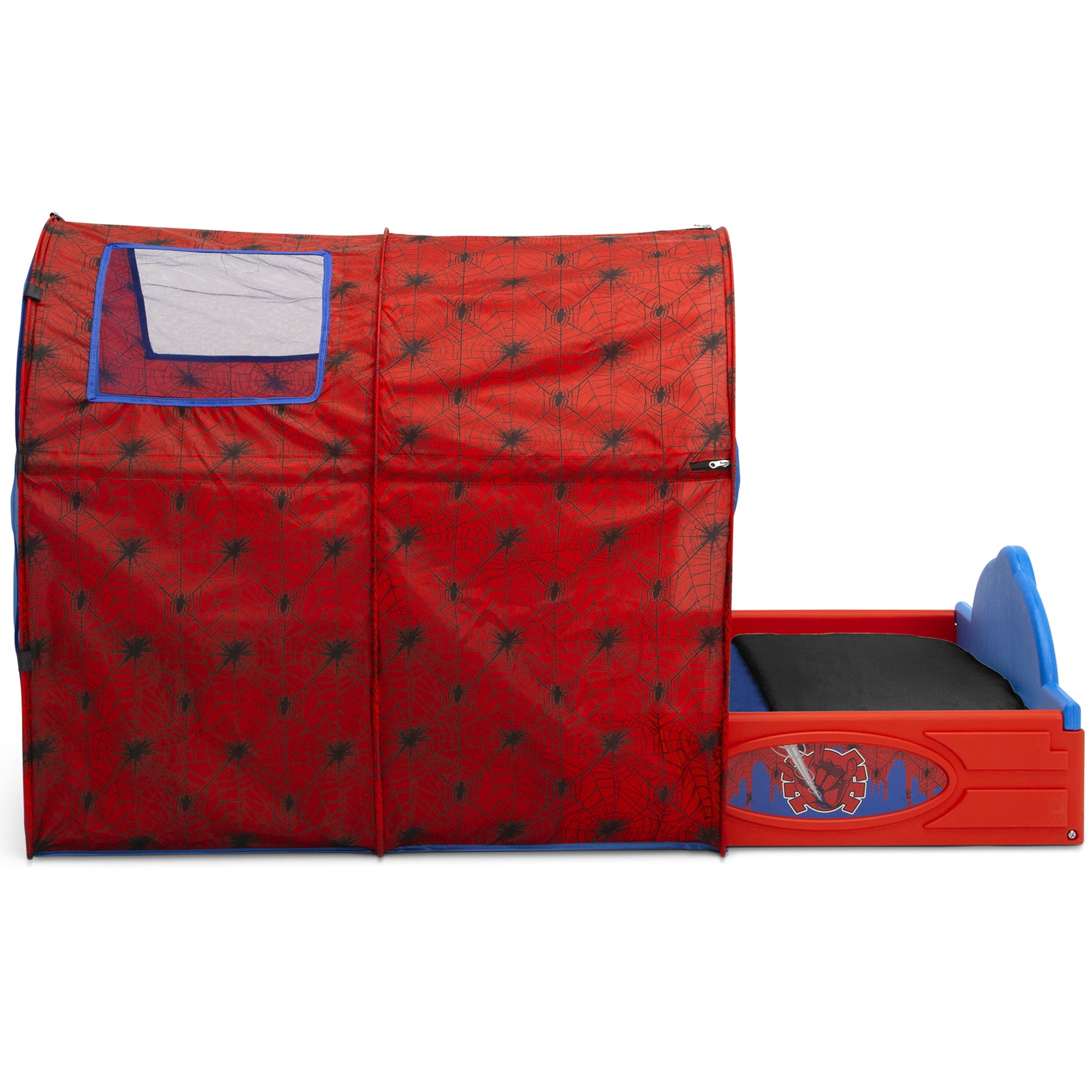 Marvel Spider-Man Sleep and Play Toddler Bed with Tent and Built-In Guardrails by Delta Children - Image 4