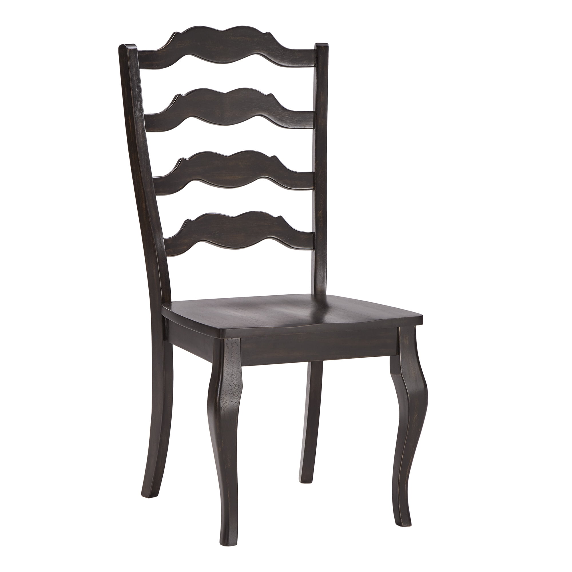 Weston Home Farmhouse French Ladder Back Wood Dining Chairs, Set of 2, Antique Black - Image 2