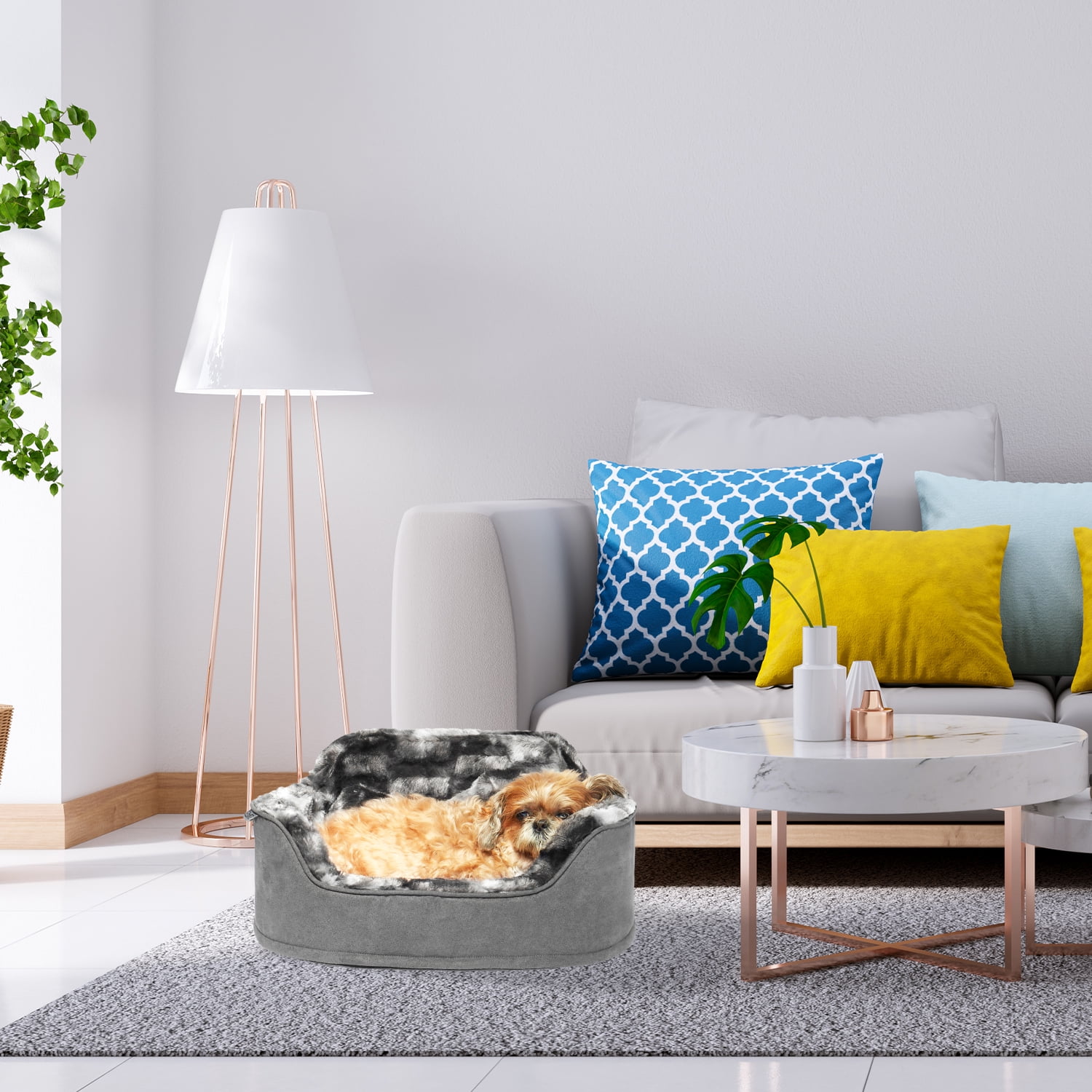 Precious Tails Faux Fur Princess Cat Dog Bed with Plush Bone Pillow – Small - Image 7