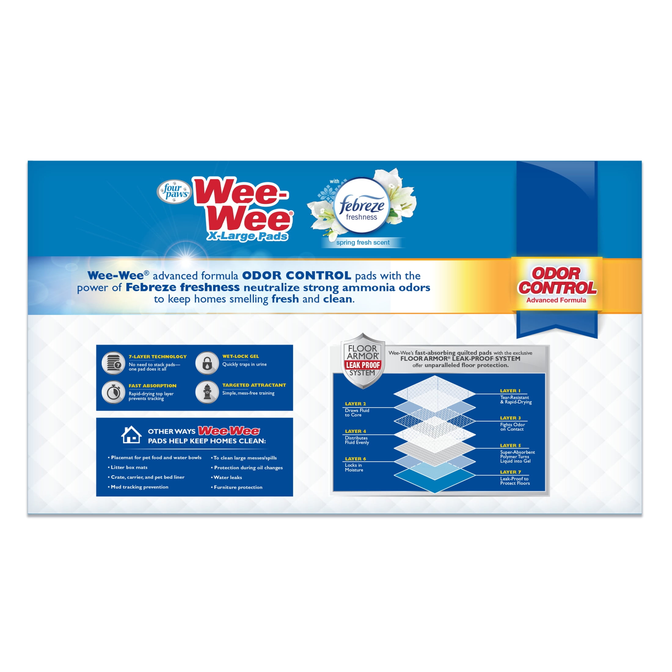 Four Paws Wee-Wee Febreze Freshness Odor Control Potty Training Dog & Puppy Pads, XL 75ct - Image 11