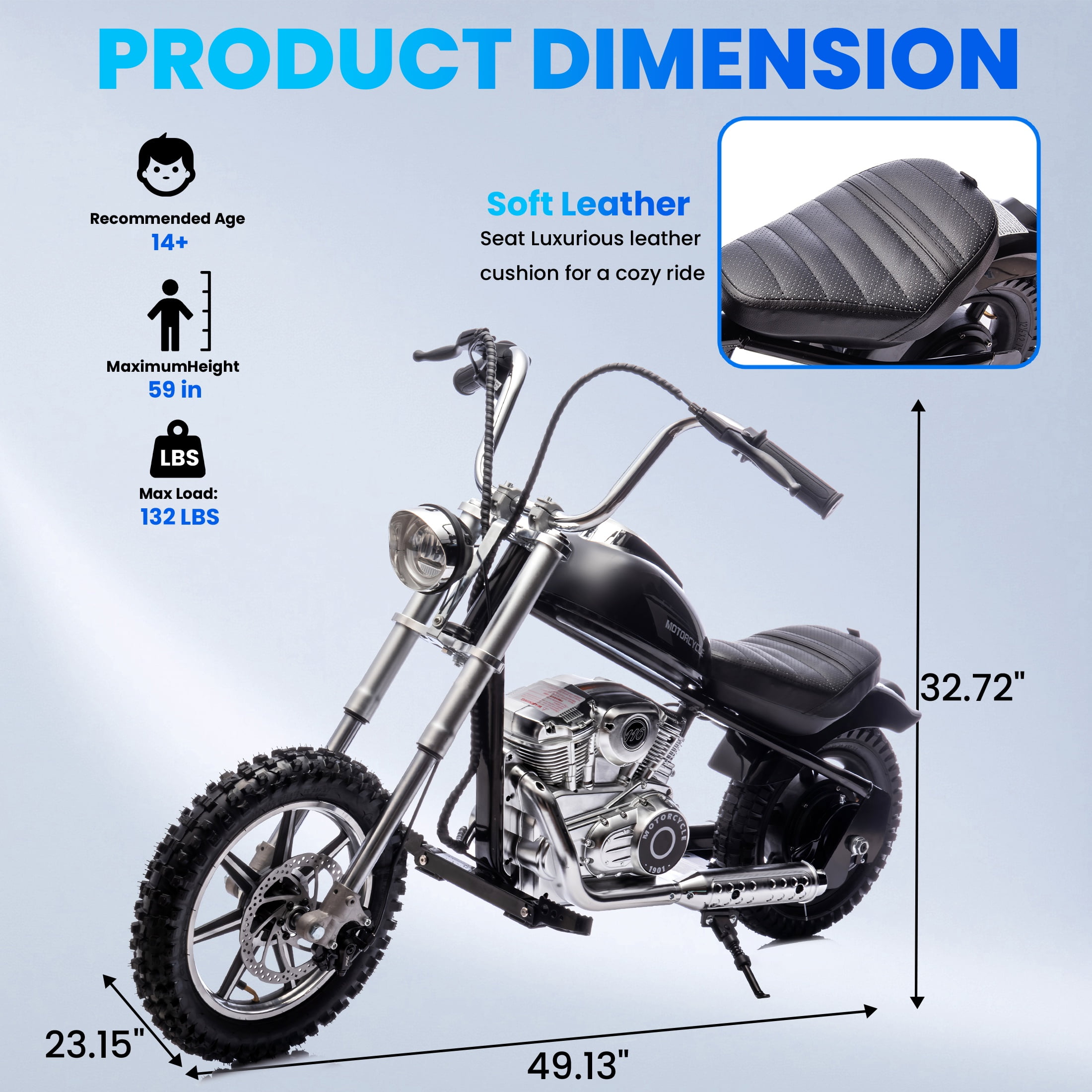 36V Power Ride on Motorcycle for Teen, Kids Electric Motorcycle with Front Wheel suspension, LED Light, Top Speed 13.6 Mph, Electric Dirt Bike for Boys Girls, Black - Image 2