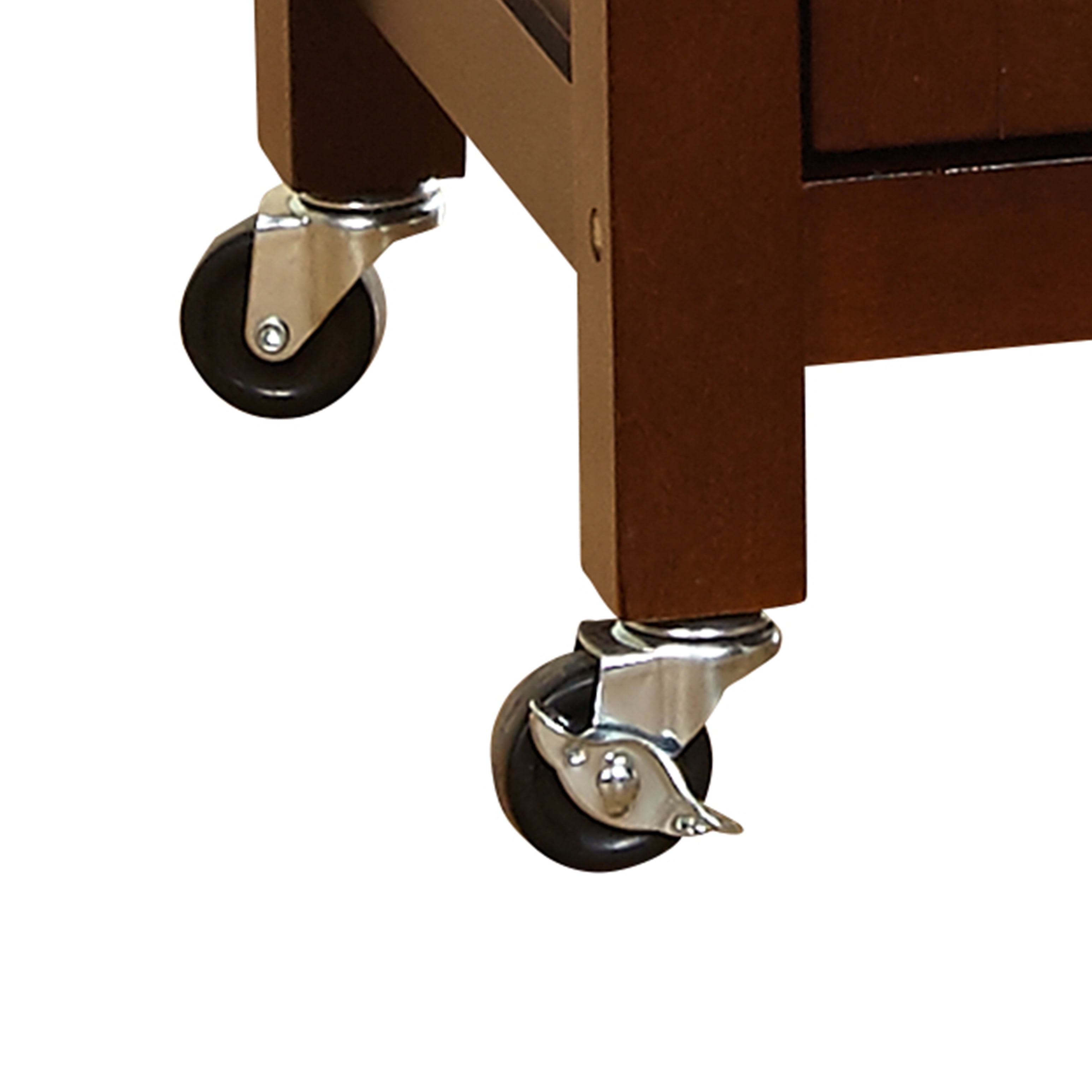 TMS Monterey Butcher Block Rolling Kitchen Island with Drawers, Cabinet, and Towel Rack, Espresso - Image 7