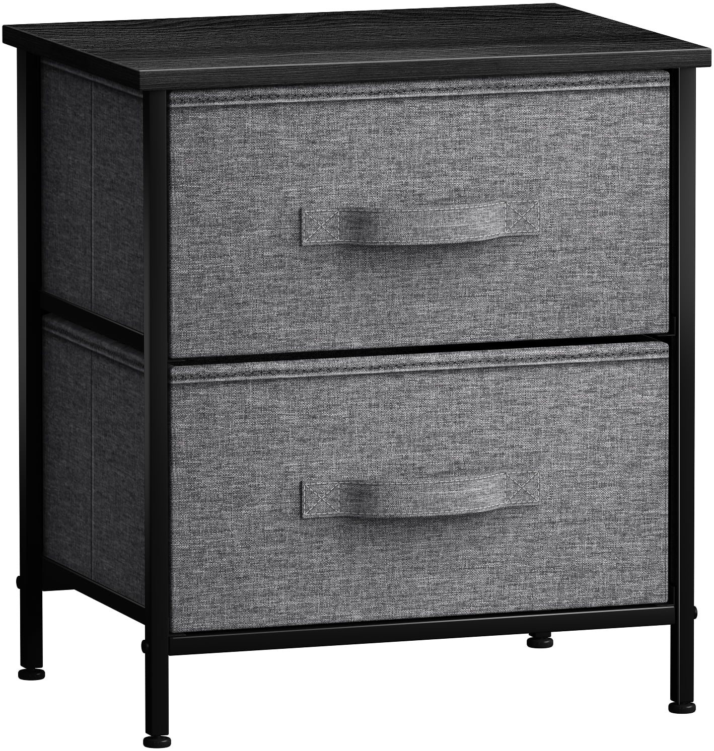 Sorbus Classic 2 Drawers Nightstand with Steel Frame and Wood Top in Black - Image 3
