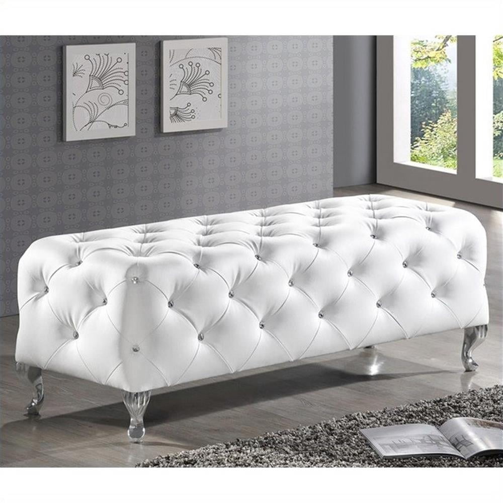 Baxton Studio Stella Crystal Tufted Leather Modern Bench, Multiple Colors - Image 5