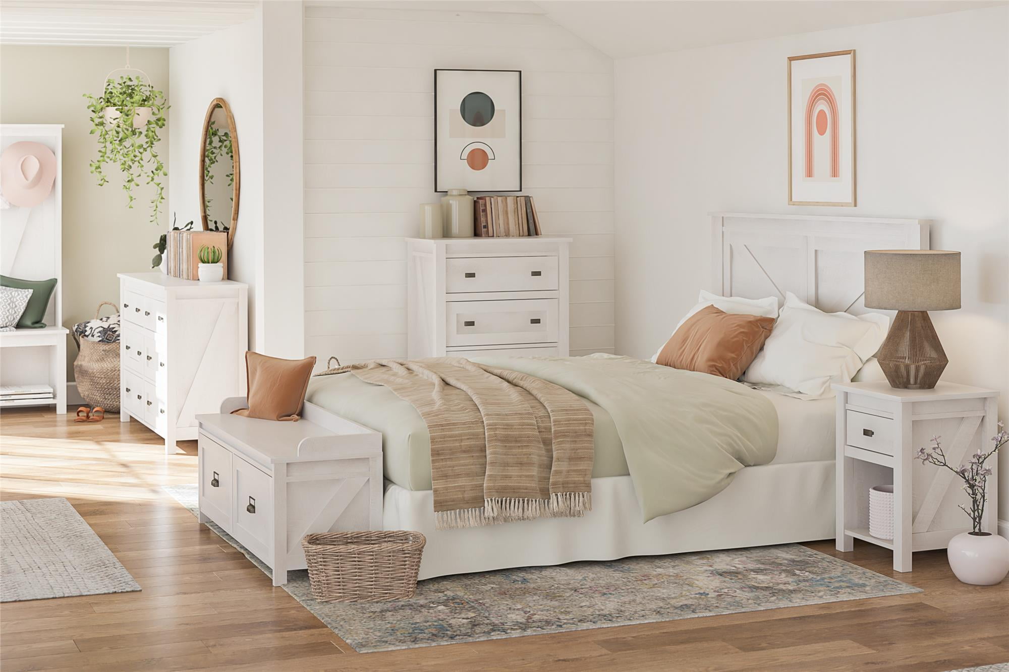 Woven Paths Scandi Farmhouse Nightstand, Ivory Oak - Image 13