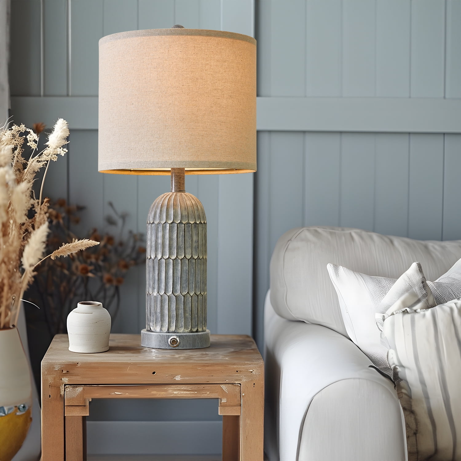 Oneach 3 Way Dimmable Farmhouse Table Lamp Set of 2 with USB Ports for Living Room Bedroom 22.5" Rustic Bedside Nightstands Lamp(Bulbs) - Image 10