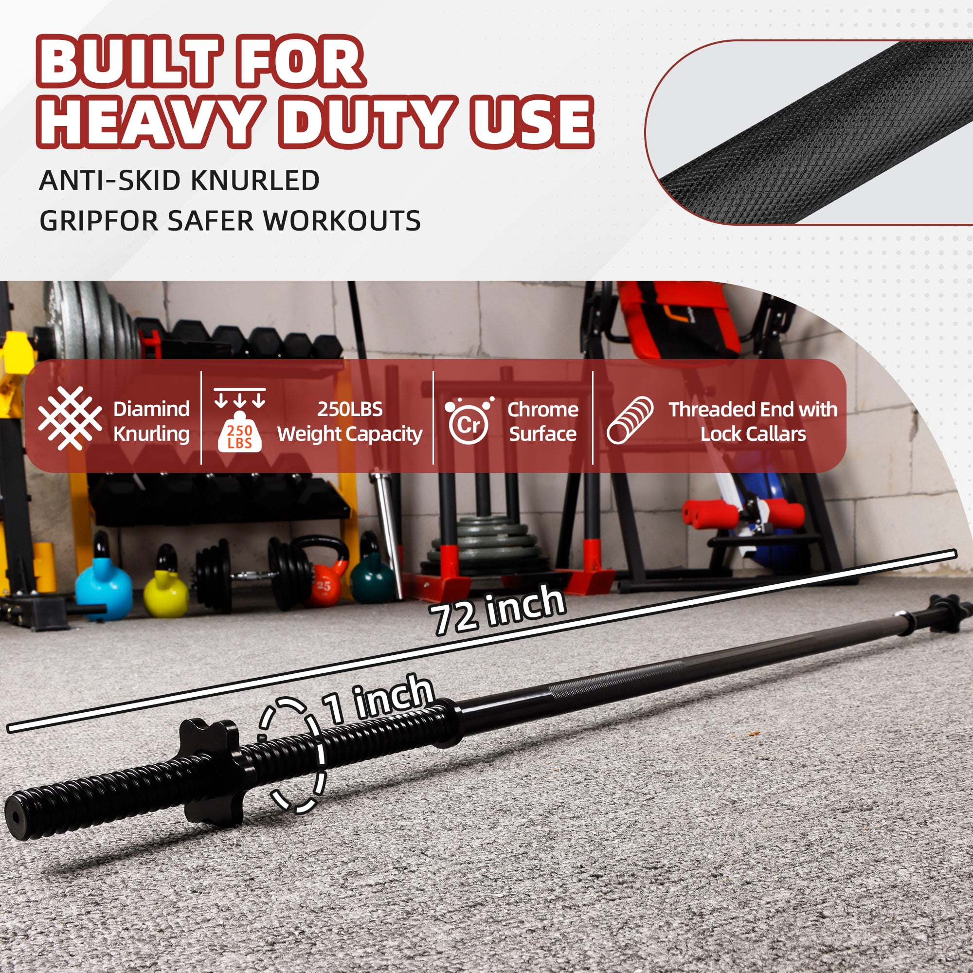 BalanceFrom 80 lbs Fitness Set, 5-Foot Standard Barbell (10 lbs) With Star Lock, Cast Iron Weight Stack (50 lbs), Suitable For A Variety Of Training, Suitable For Home and Professional Gym - Image 3