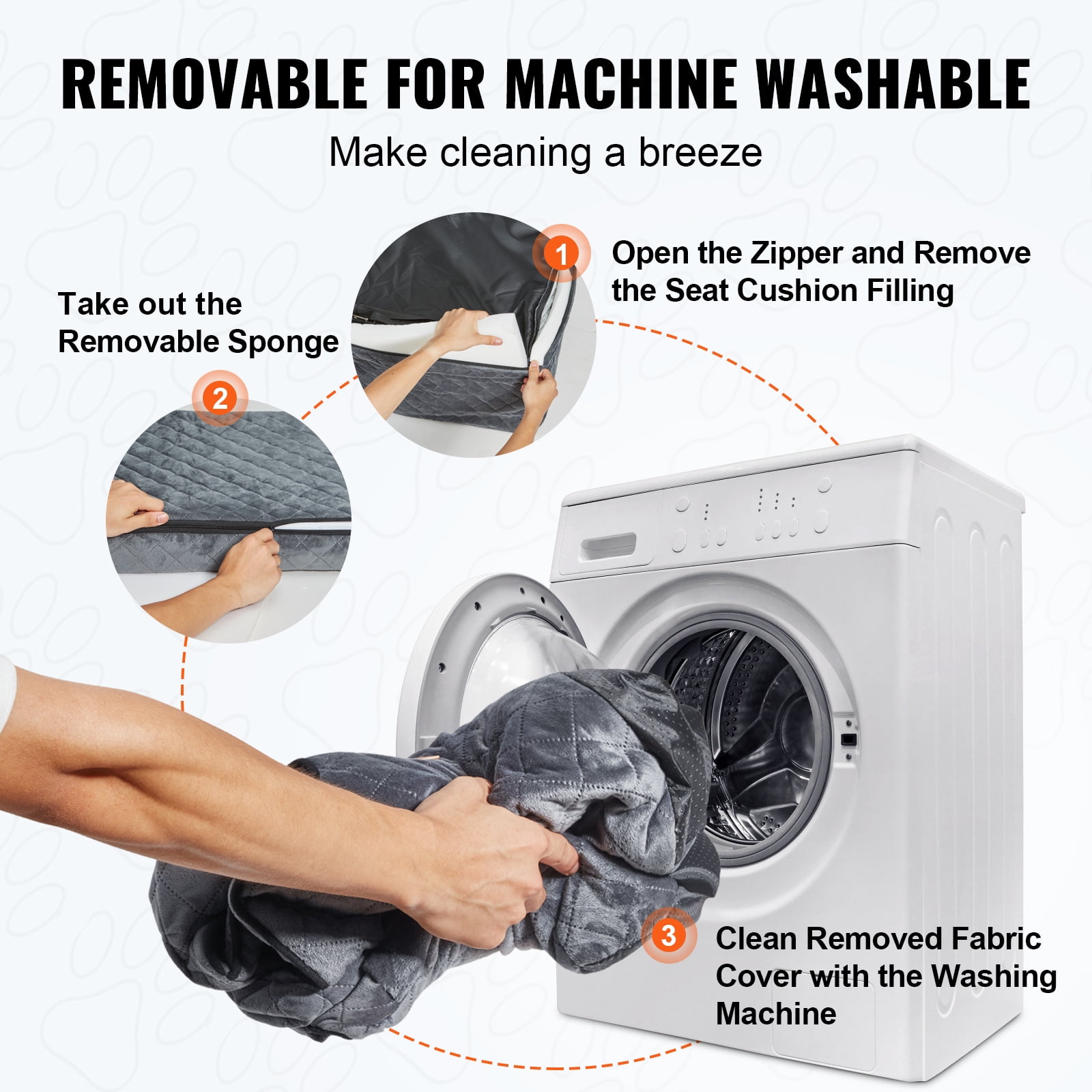 KFFKFF Canine Auto Seat, Medium & Large Dog Booster with Storage, Safety Leash Clip, Sponge Support, Pet Car Bed for Dogs up to 55 lbs, Gray - Image 8