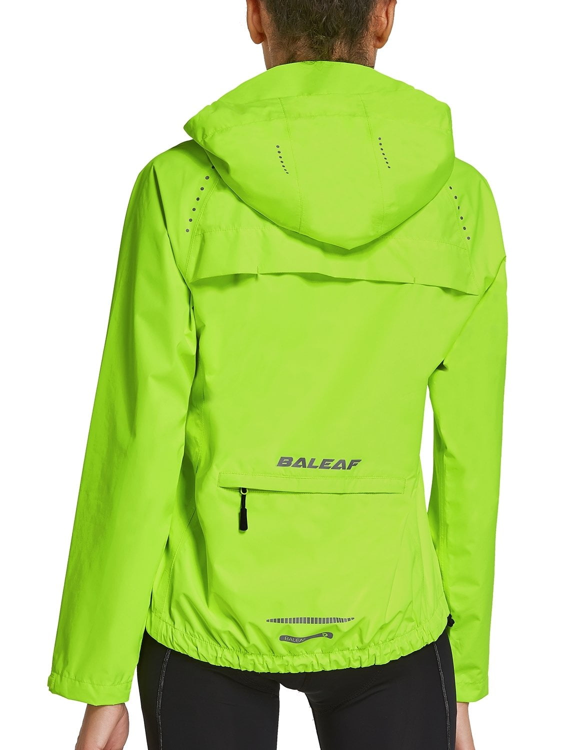 BALEAF Women' Cycling Running Rain Jackets Waterproof Hiking Wind Breakers Golf Lightweight Packable Reflective Fluorescent Yellow Size M - Image 4