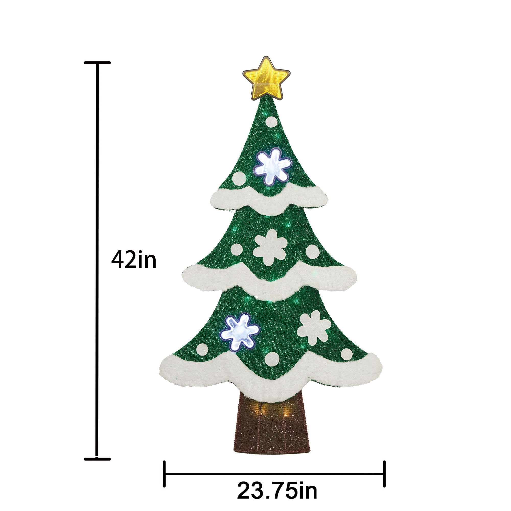 42" Light up Tinsel Tree with Infinity Star, Holiday Time - Image 3