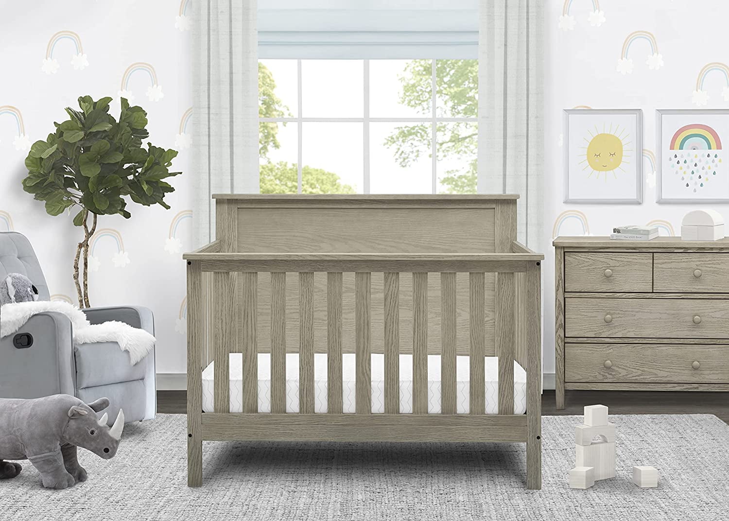 Delta Children Middleton 4-in-1 Convertible Baby Crib, Greenguard Gold Certified, Textured Limestone - Image 4
