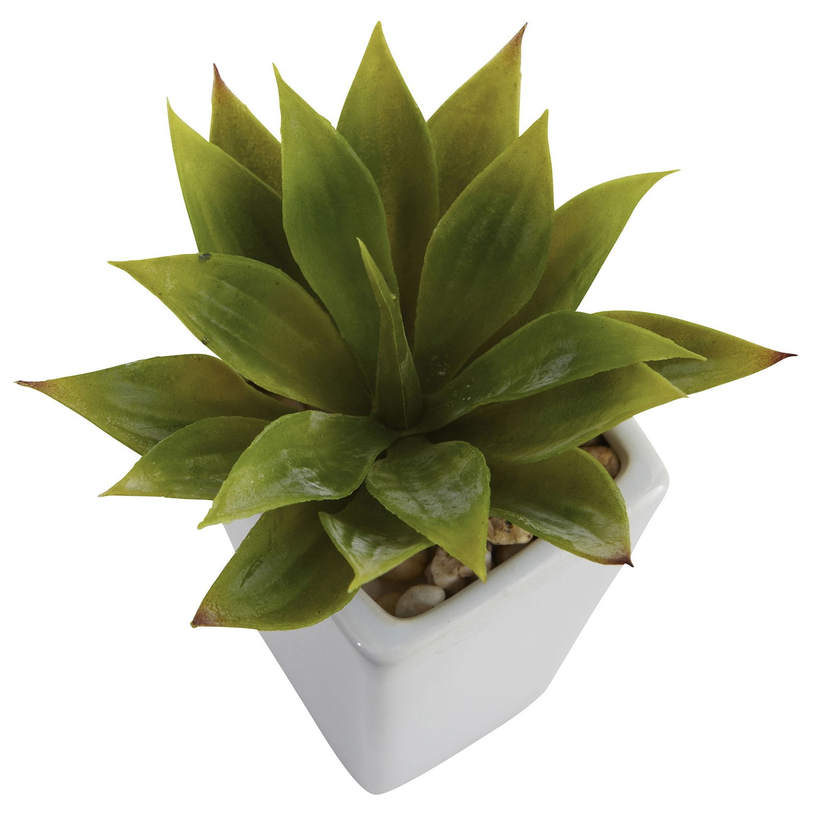 Nearly Natural Plastic 9" Green Mini Agave Artificial Plant with Planter (Set of 3) - Image 3