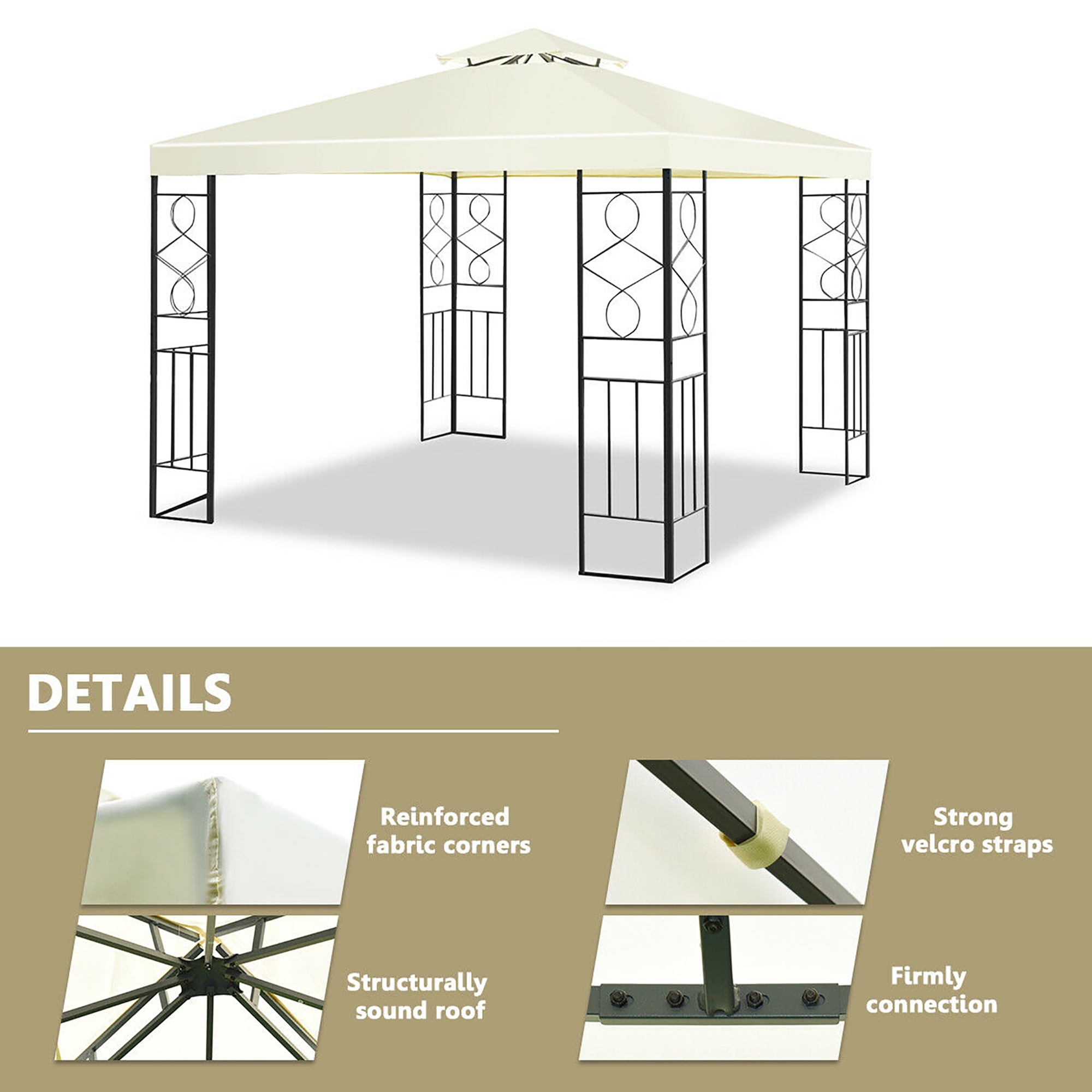 Costway 2 Tier 10'x10' Patio Gazebo Canopy Tent Steel Frame Shelter Awning - Image 7