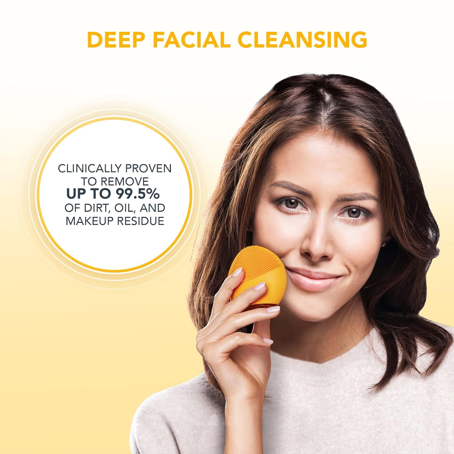 FOREO LUNA Mini 2 Facial Cleansing Brush for All Skin Types with Gentle Exfoliation and Sonic Cleansing, Sunflower Yello - Image 4