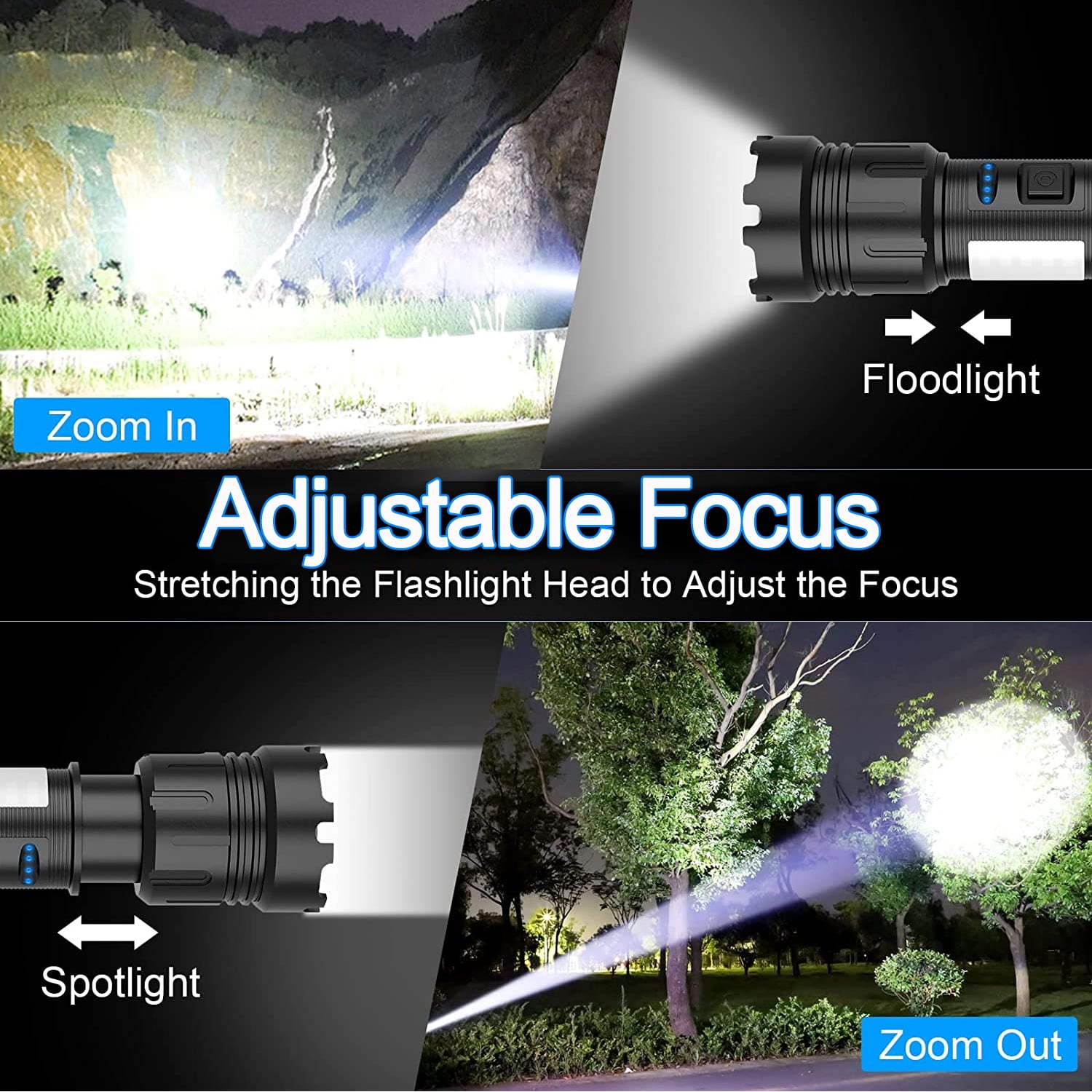 LED Magnetic Flashlight High Lumens 10000 Rechargeable, Super Bright Small Tactical Flashlights with COB Sidelight Work Light Zoomable Handheld Torch Lamp for Emergency, Camping - Image 14