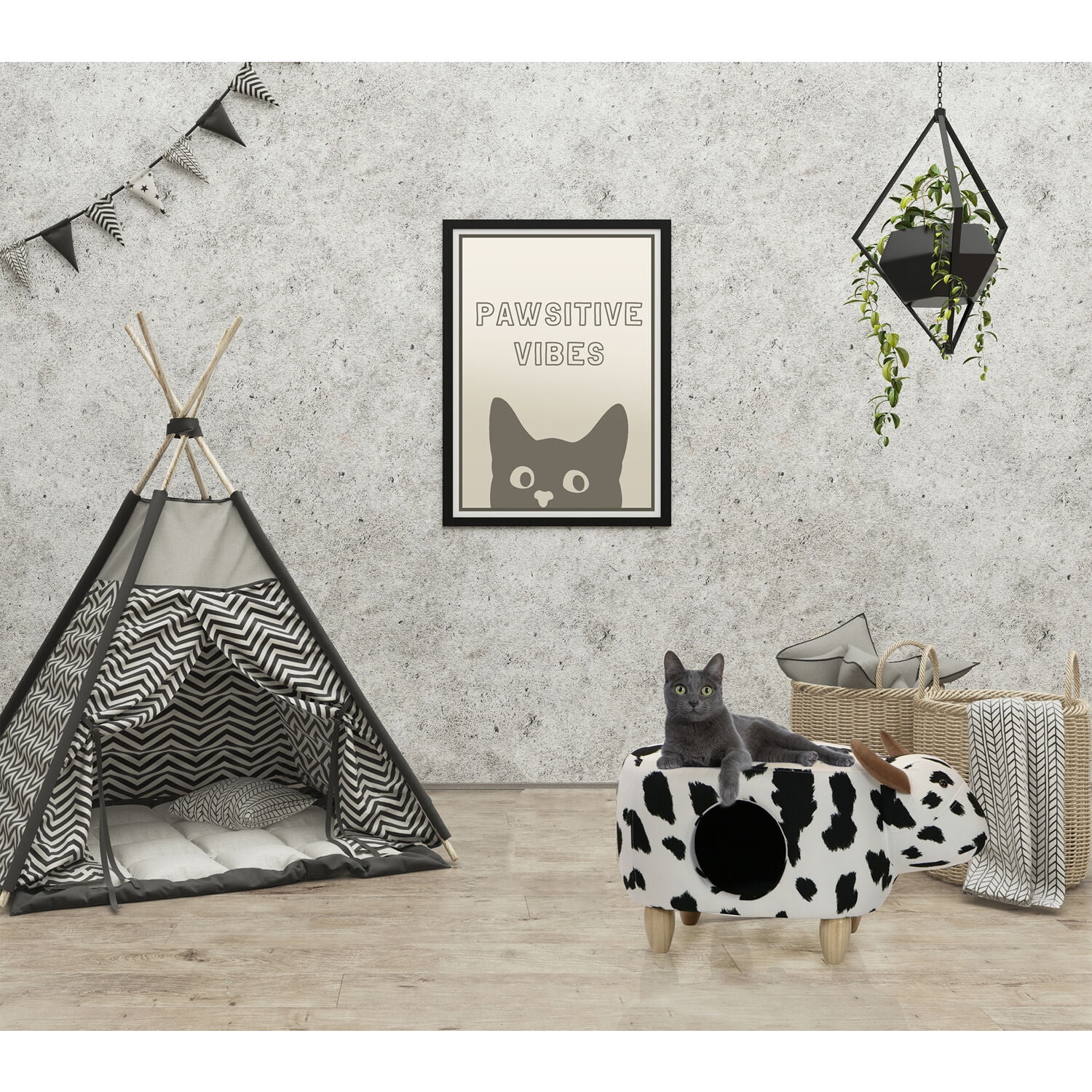 Critter Sitters 16-In. Seat Height Black-White Cow Animal Shape Pet House Ottoman - Furniture for Nursery, Bedroom, Playroom, and Living Room Decor - Image 2