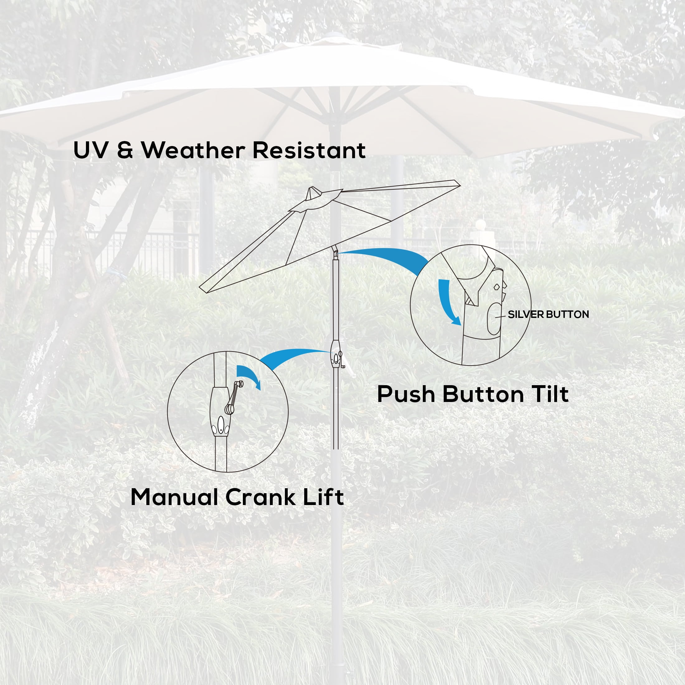 Westin Outdoor 9 Ft Patio Umbrellas with Bronze Plastic Base Included, Beige - Image 3